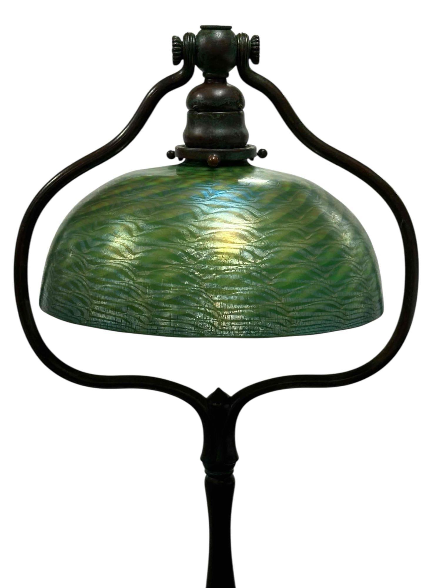 Tiffany Studios "Harp" Floor Lamp with Damascus Shade - 3