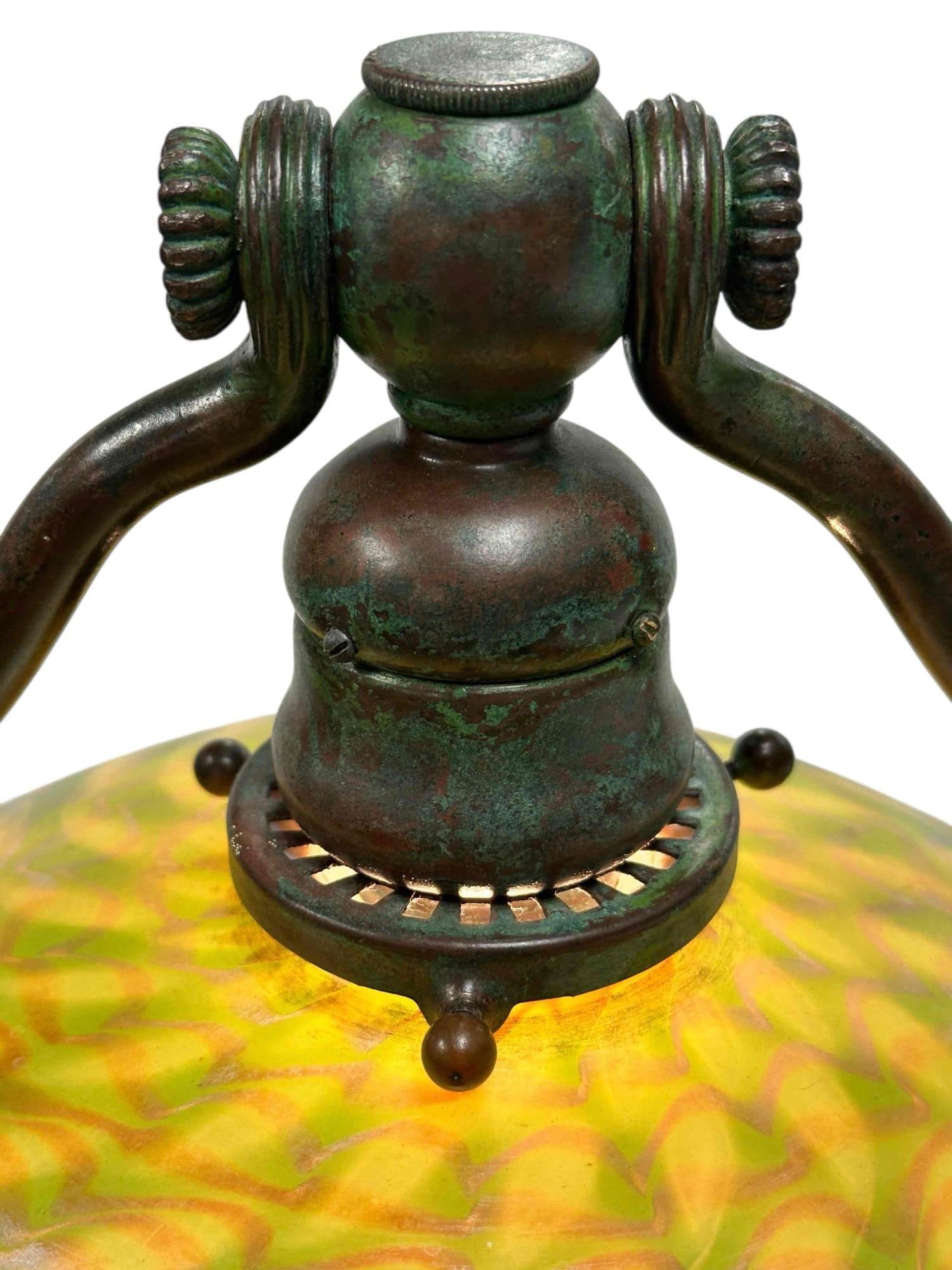 Tiffany Studios "Harp" Floor Lamp with Damascus Shade - 8