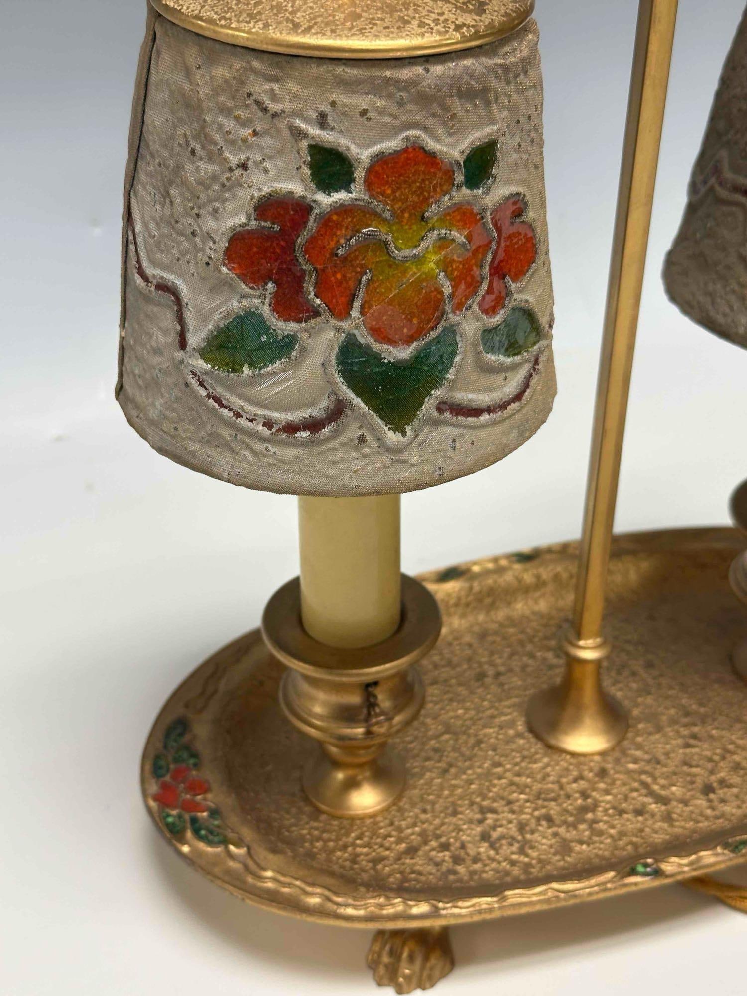 Louis C. Tiffany Furnaces Inc. Bronze Dore Enameled Lamp - 10