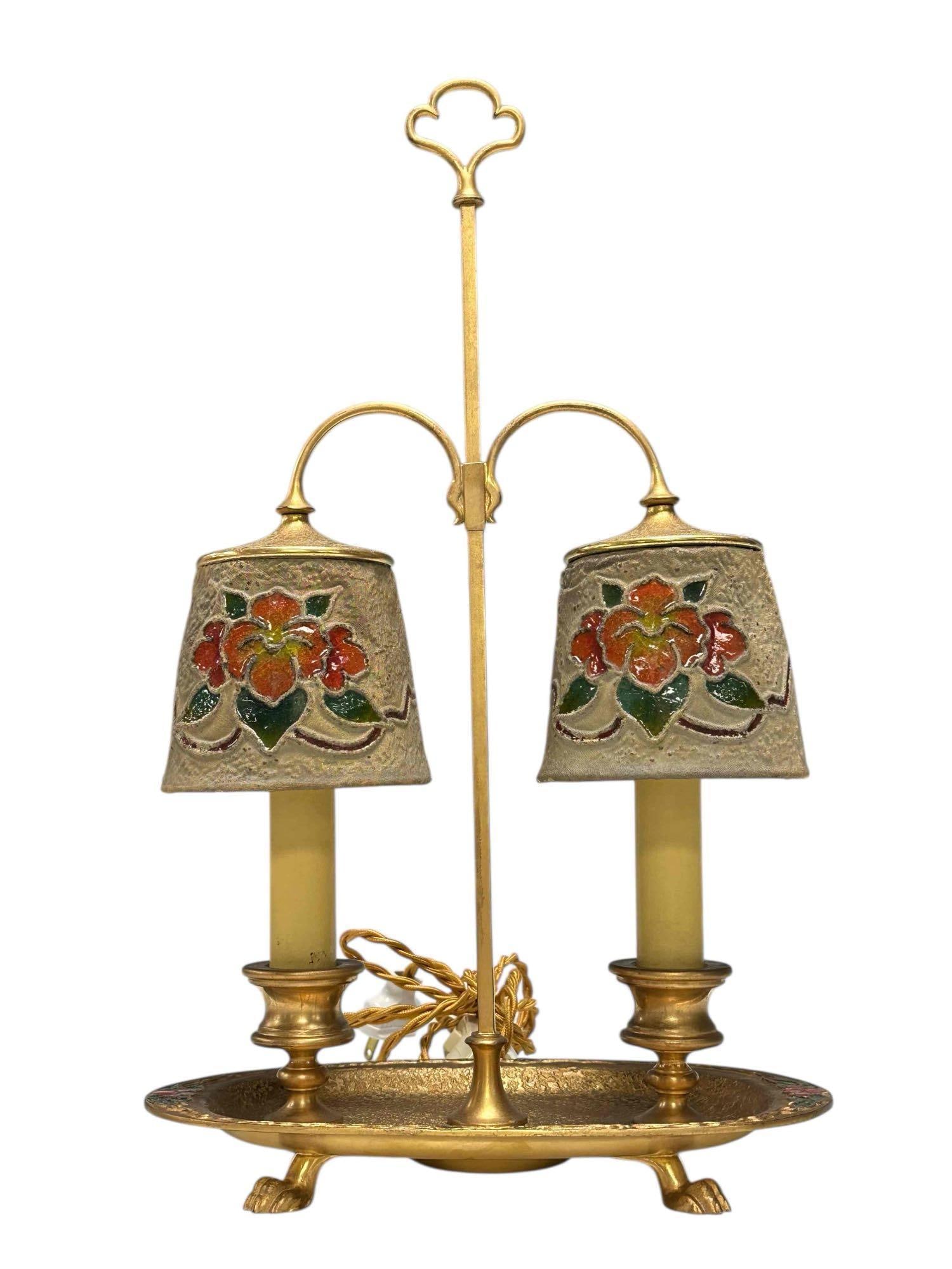 Louis C. Tiffany Furnaces Inc. Bronze Dore Enameled Lamp (1 of 20)