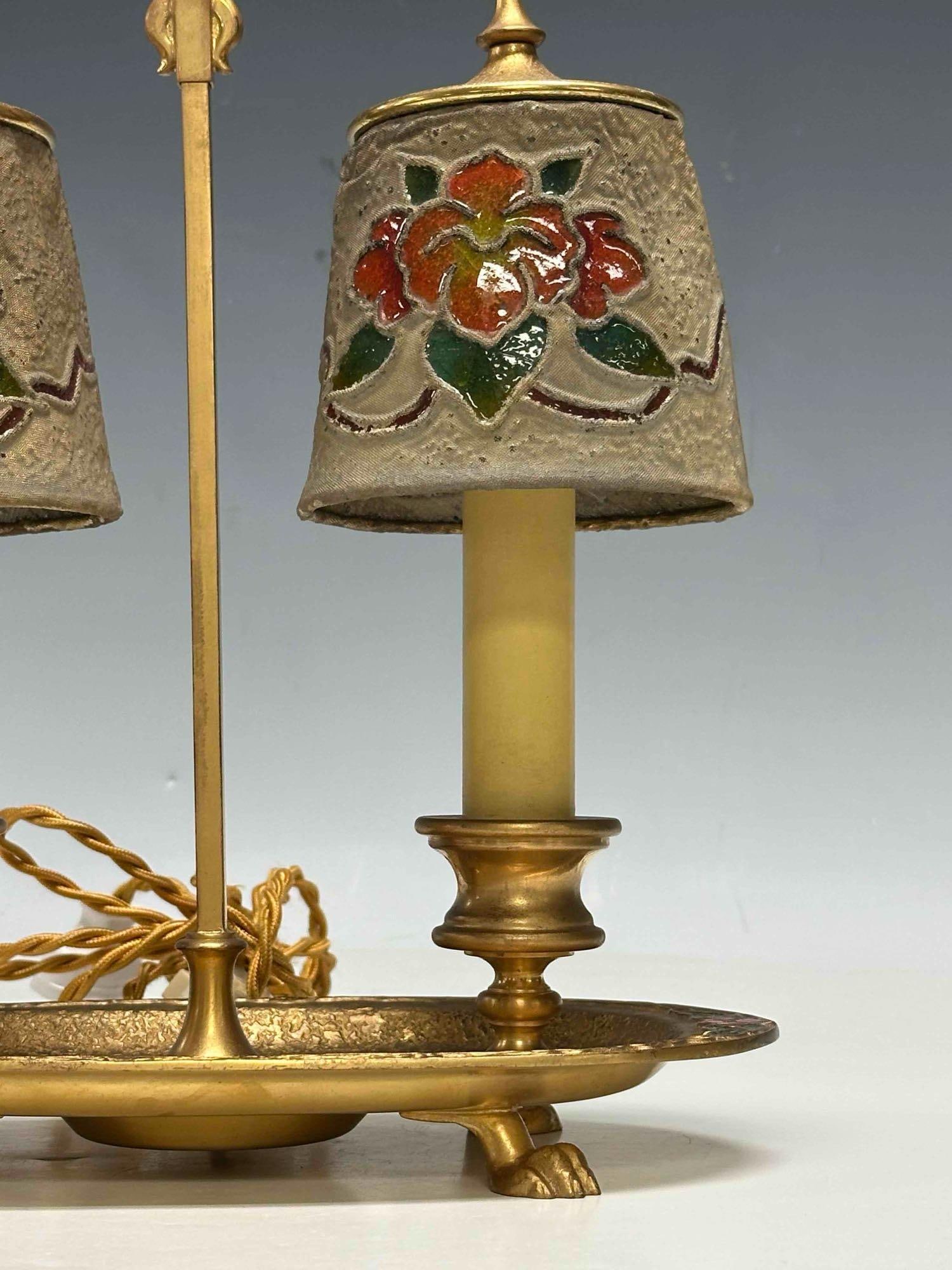 Louis C. Tiffany Furnaces Inc. Bronze Dore Enameled Lamp - 5