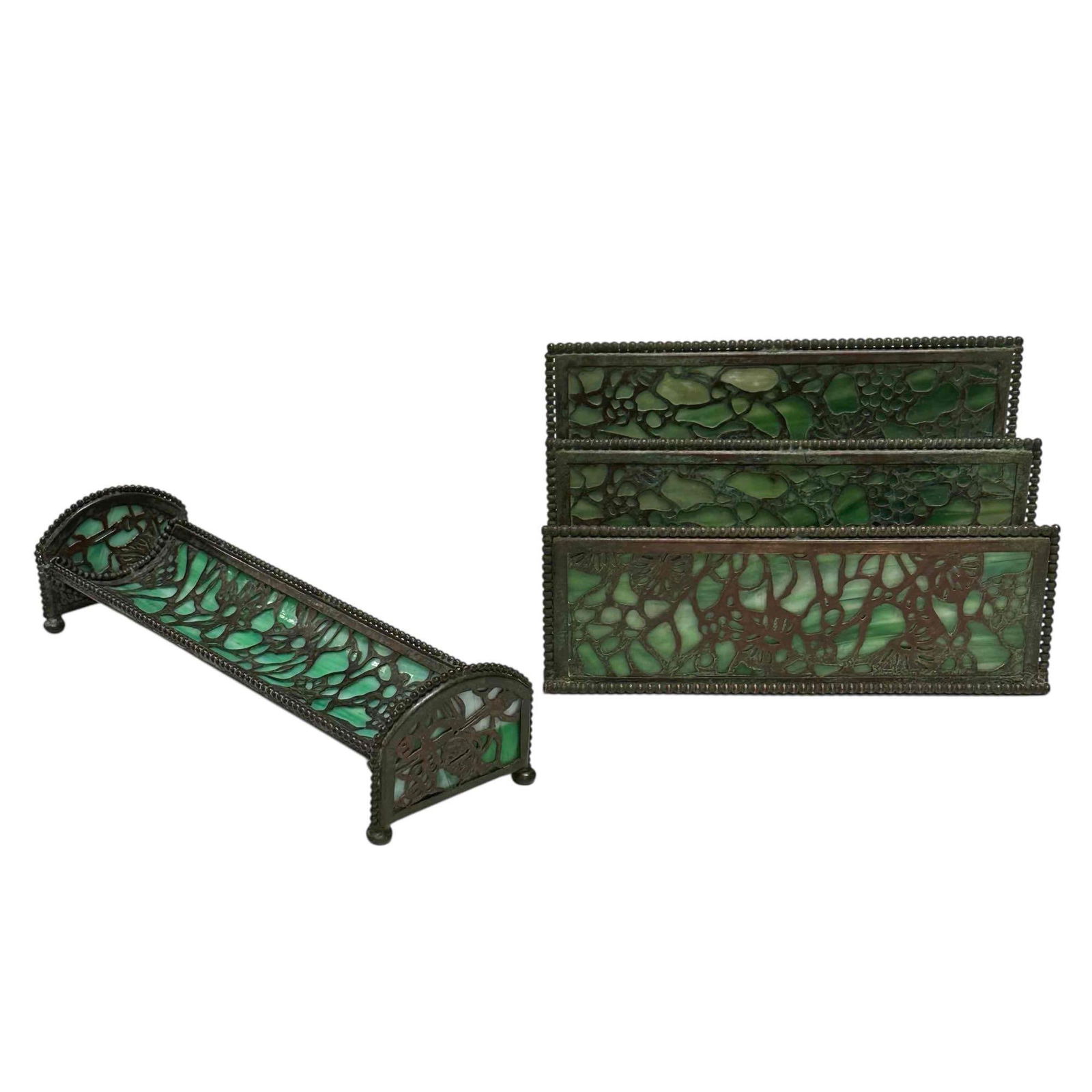 Apollo Studio New York Art and Crafts Slag Glass Pen Cradle and Letter Rack (1 of 20)