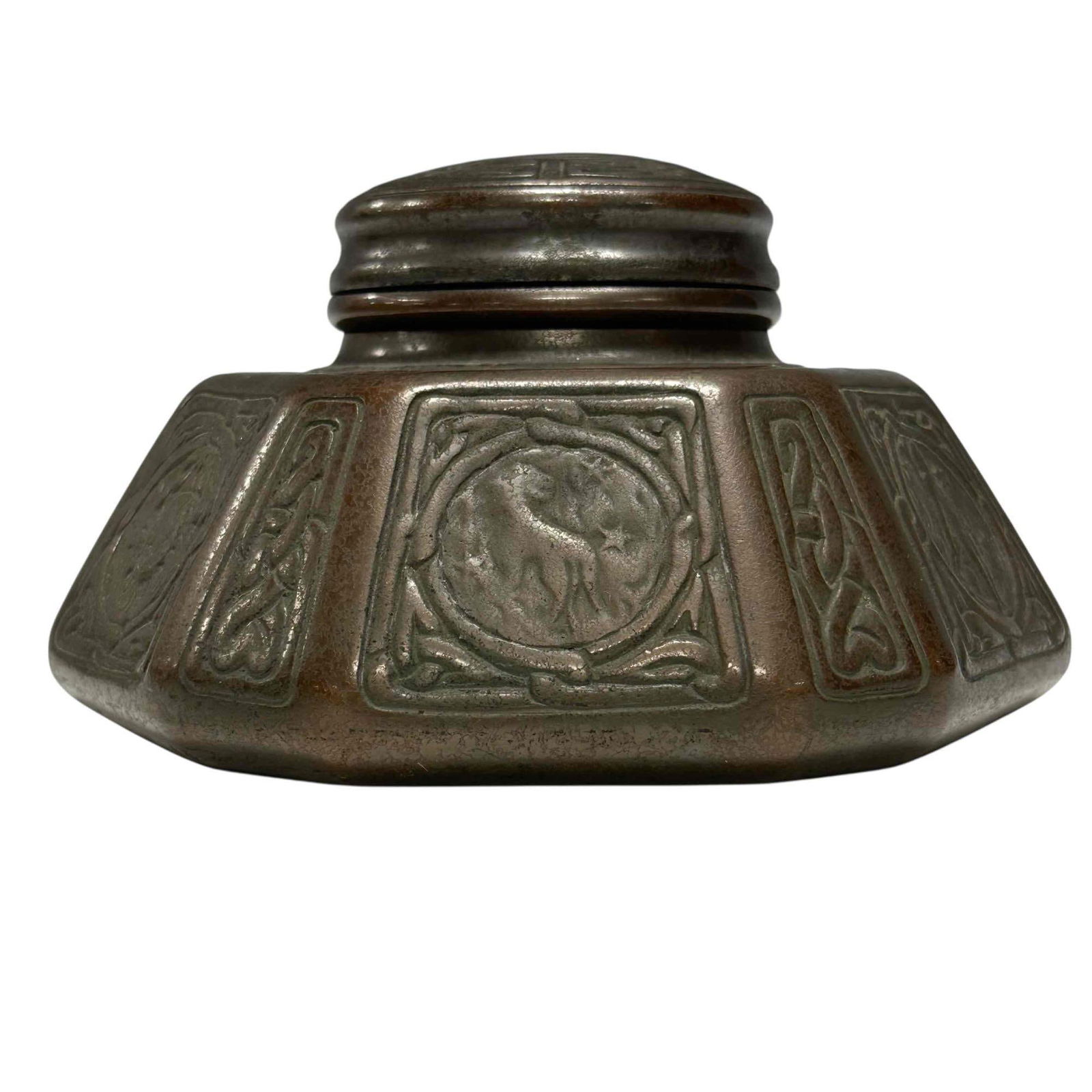 TIFFANY STUDIOS "Zodiac" Bronze Inkwell (1 of 20)