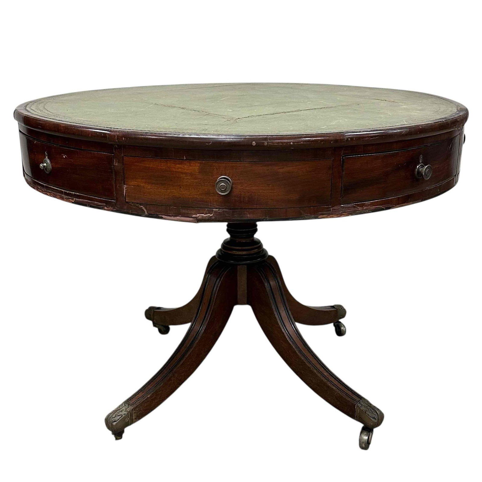 English Regency Leather Top Mahogany Drum Table (1 of 18)