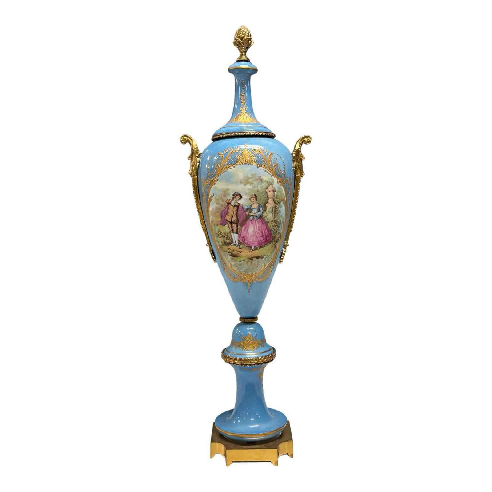 French Sevres Style Gilt Bronze Porcelain Urn (1 of 20)
