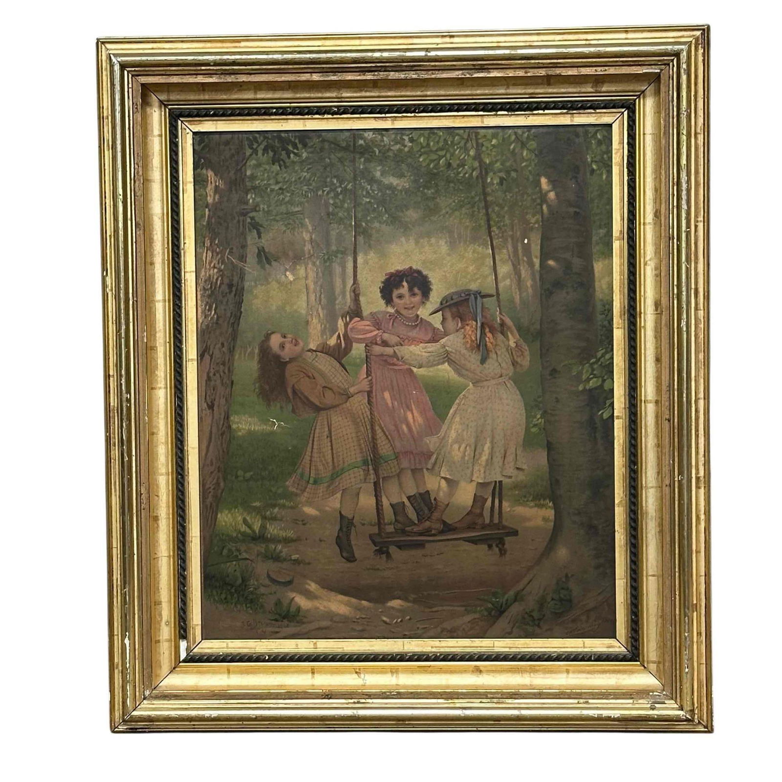 Three Tomboys Chromolitho after J.G Brown 1868 Painting (1 of 17)