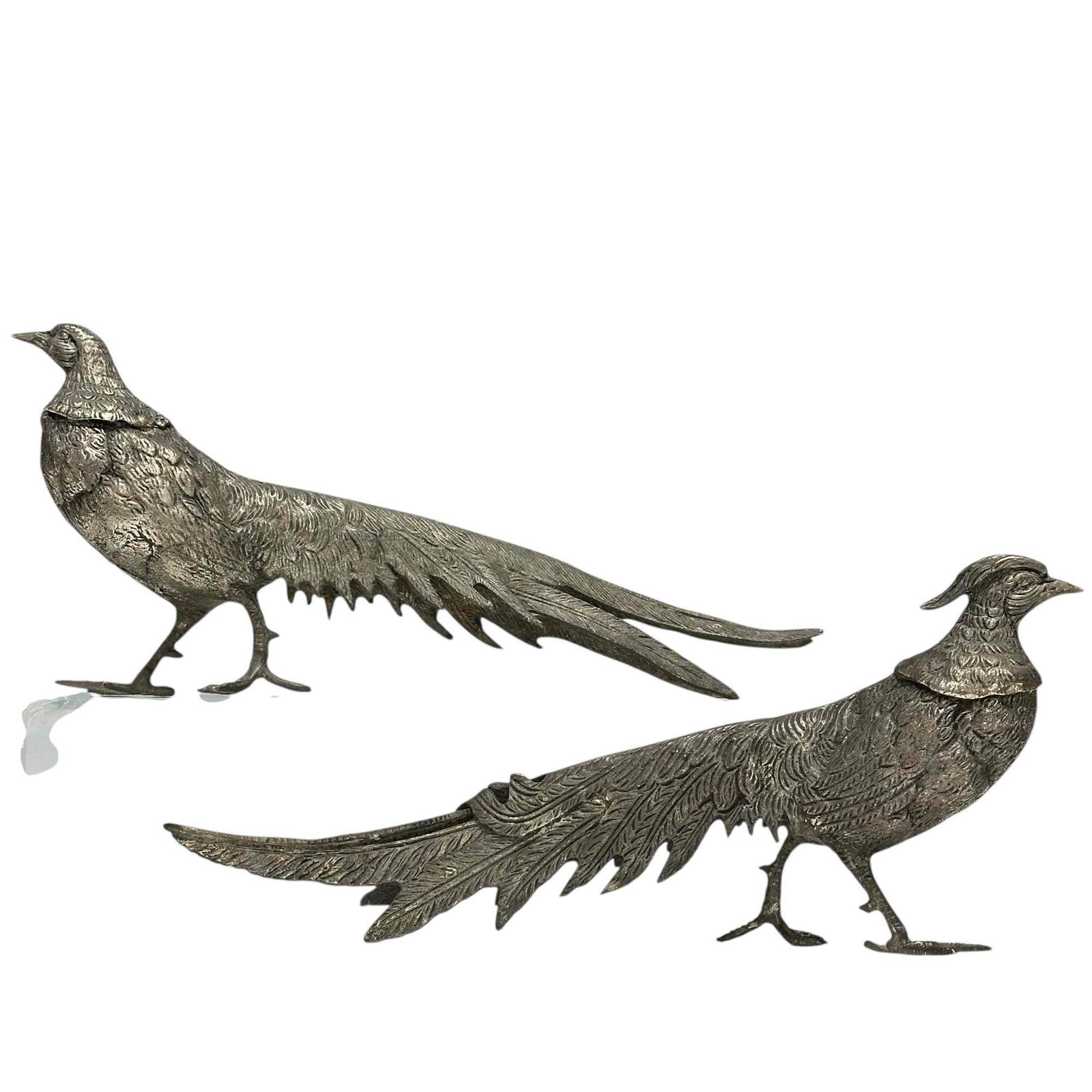 Pair of Italian Silver Table Pheasants (1 of 19)