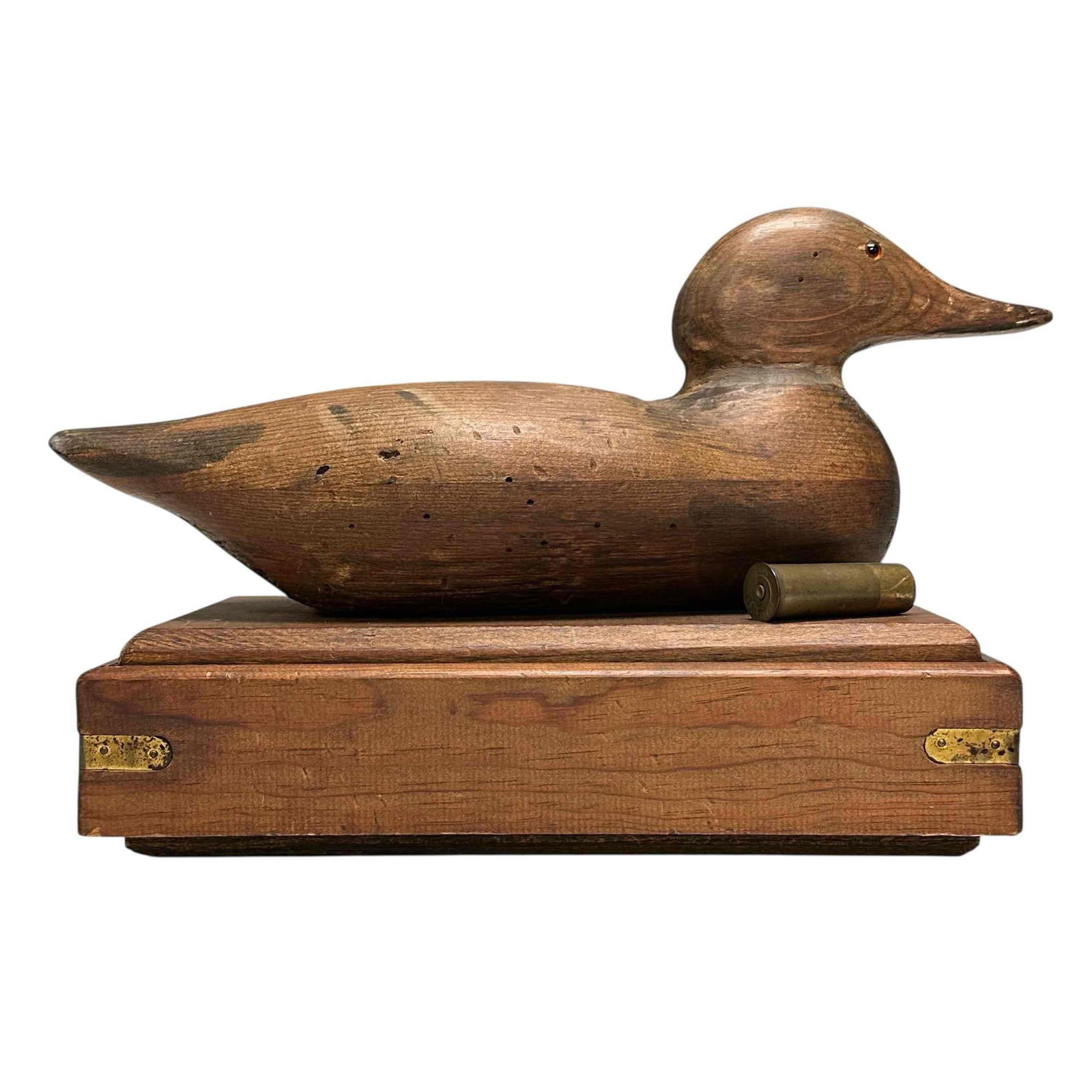 Wooden Duck Decoy Mounted on Box (1 of 10)