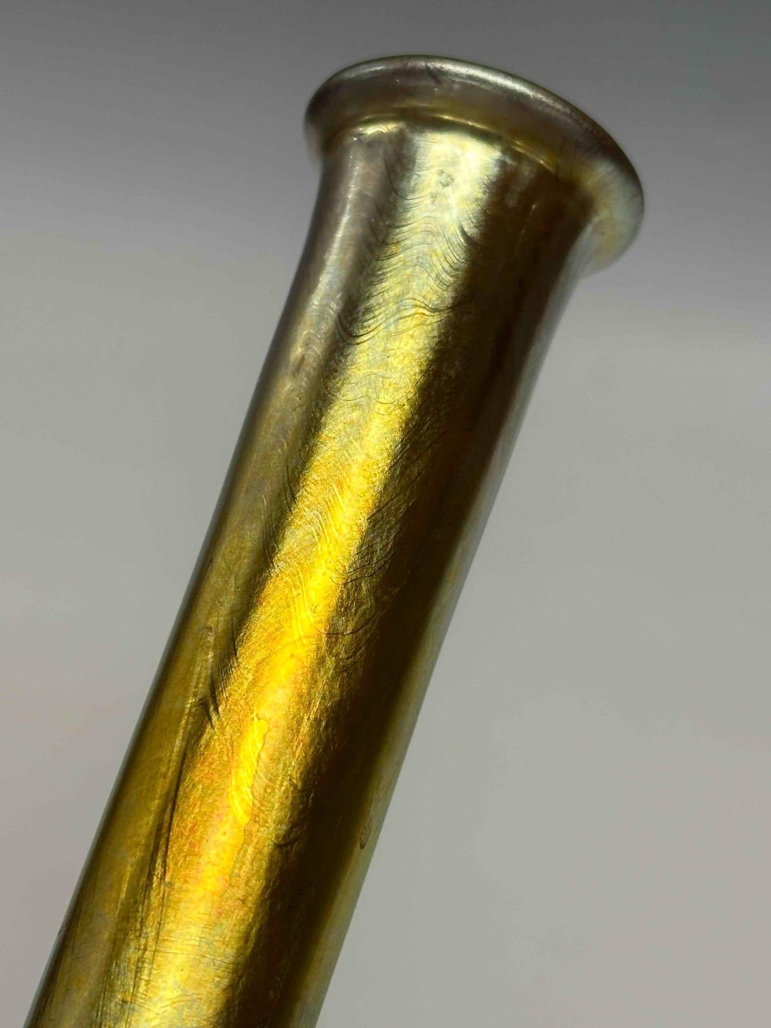 Tiffany Favrile Bud Vase in Reticulated Pairpoint Base - 14