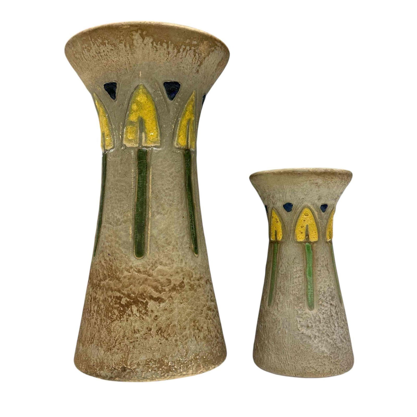 Two (2) Roseville Mostique Graduated Pottery Vases (1 of 19)