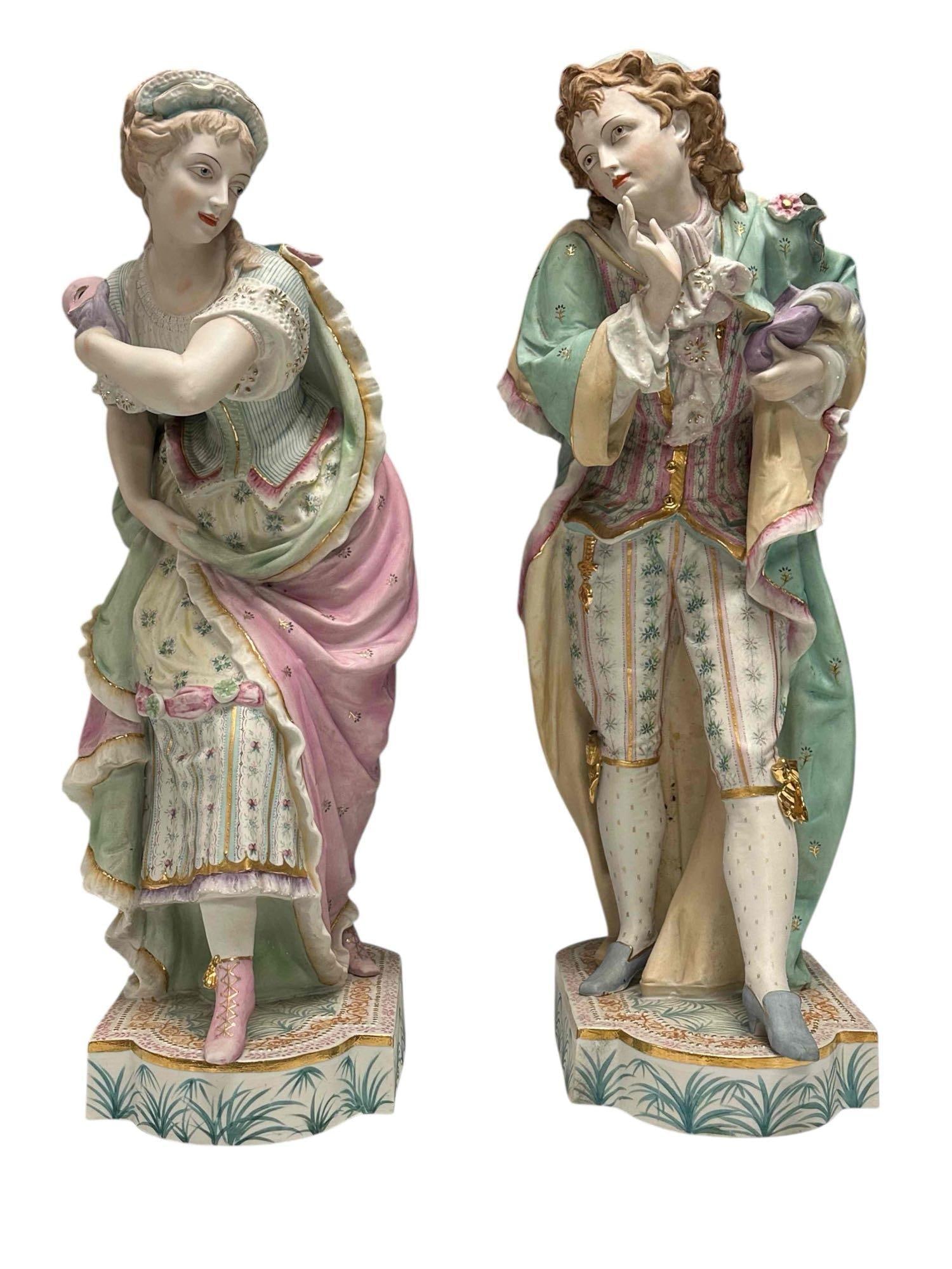 Monumental French Bisque Masquerade Ball Figural Statues (2) (1 of 20)