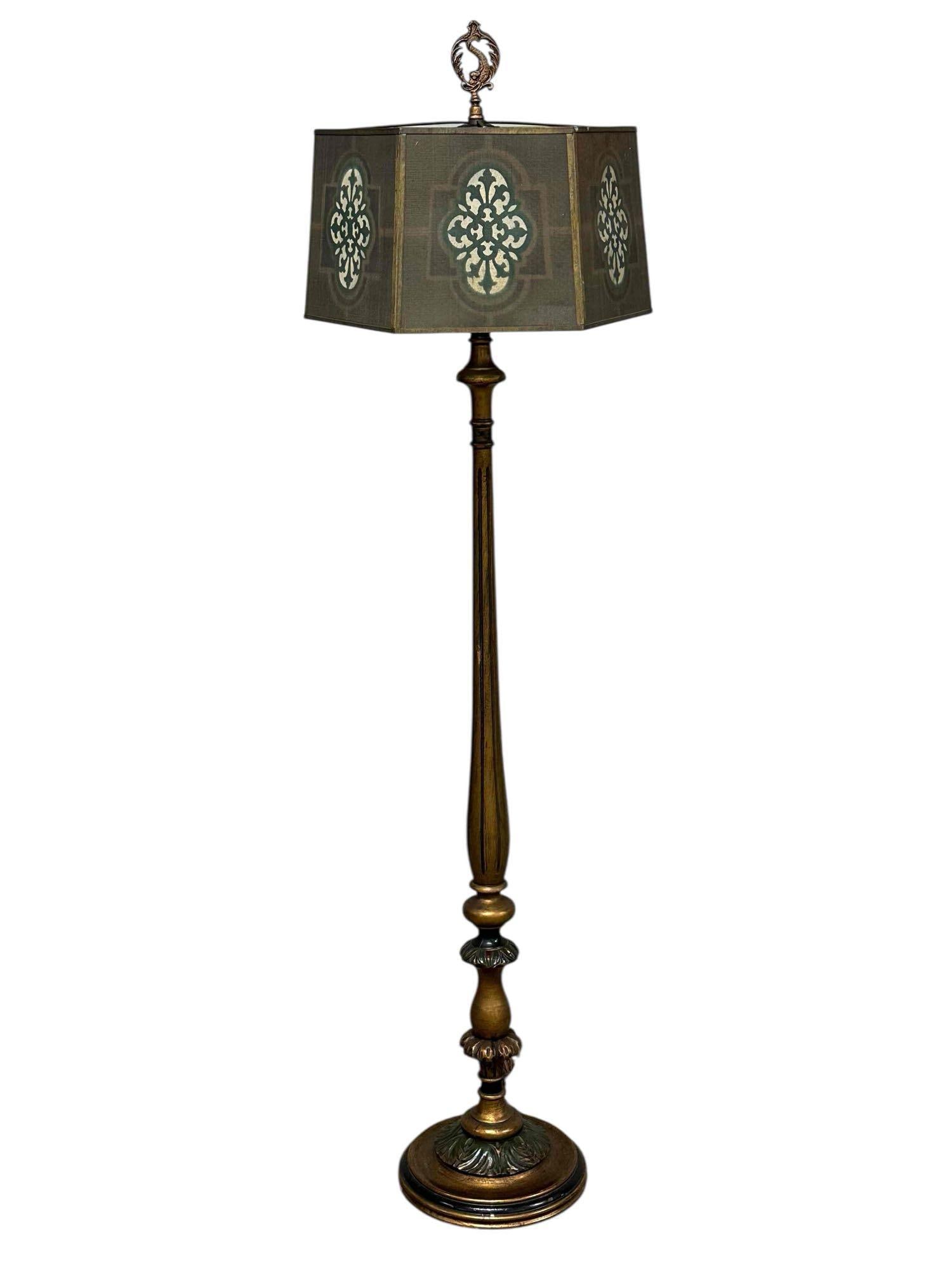 Art Nouveau Rembrandt Floor Lamp with Tin Mesh Shade (1 of 18)