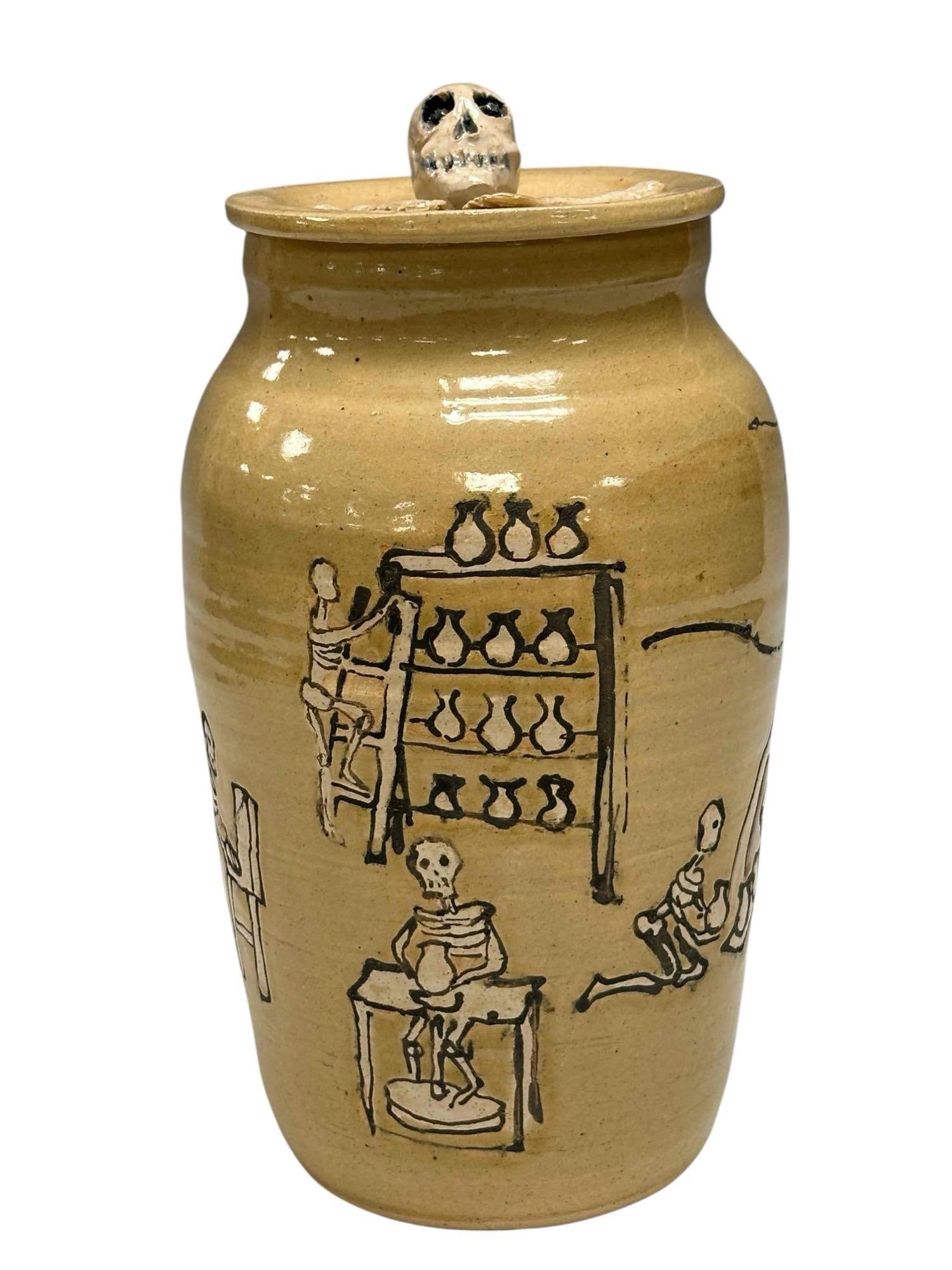 HOG HILL POTTERY Skeleton Sgraffito Canister Lidded Jar (1 of 19)