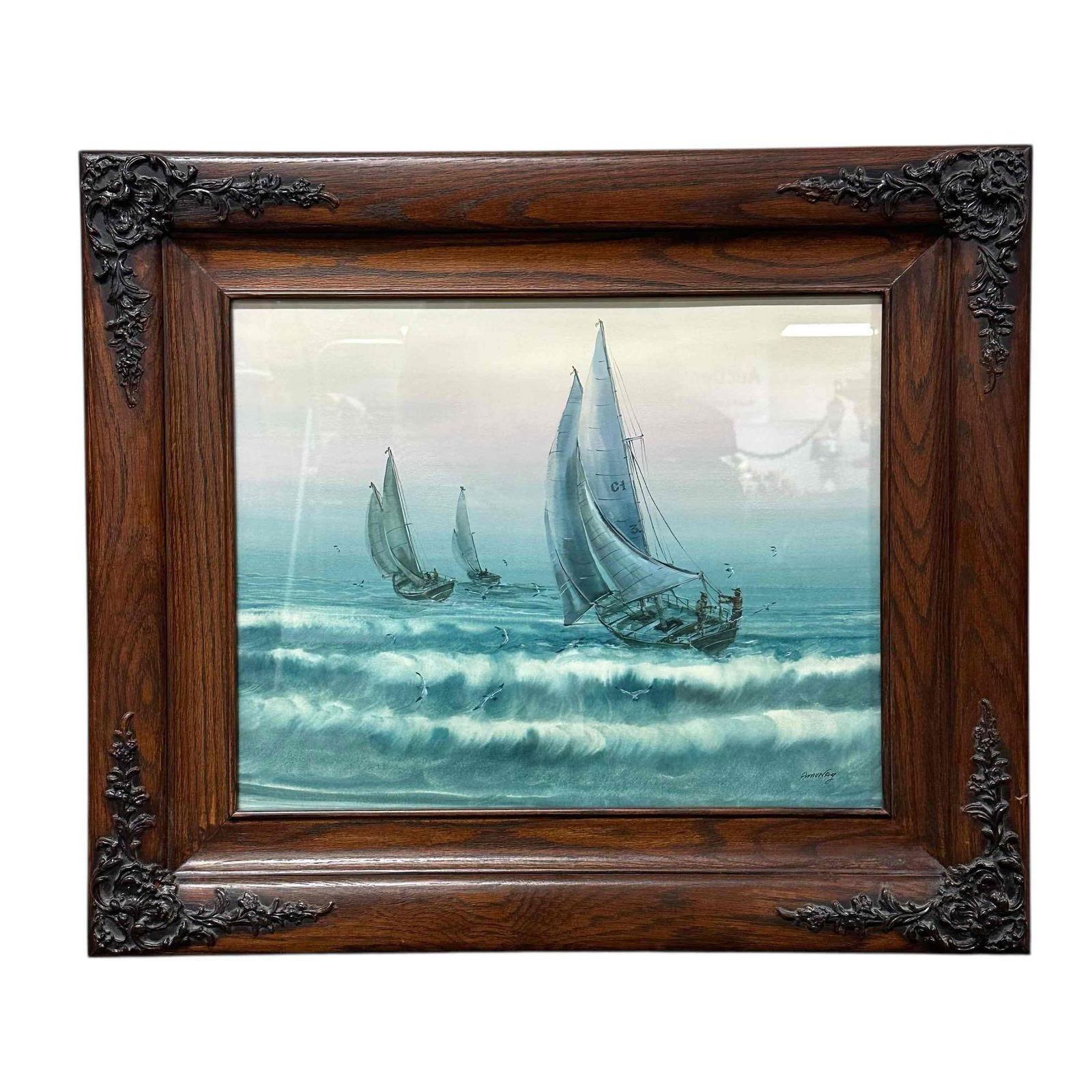 Signed Watercolor Pacific Race Sailing Scene by AMUNAY (1 of 11)