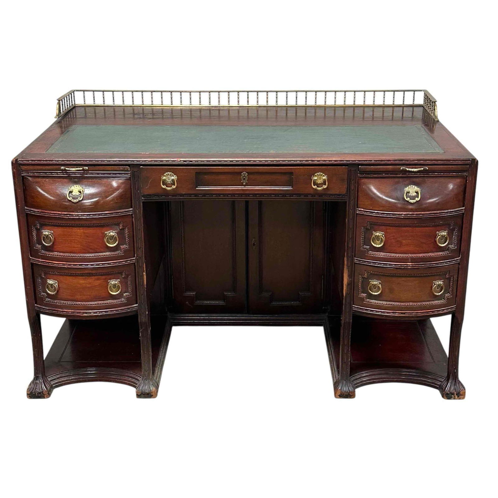 19th C. Double Pedestal Leather Top Mahogany Desk (1 of 20)