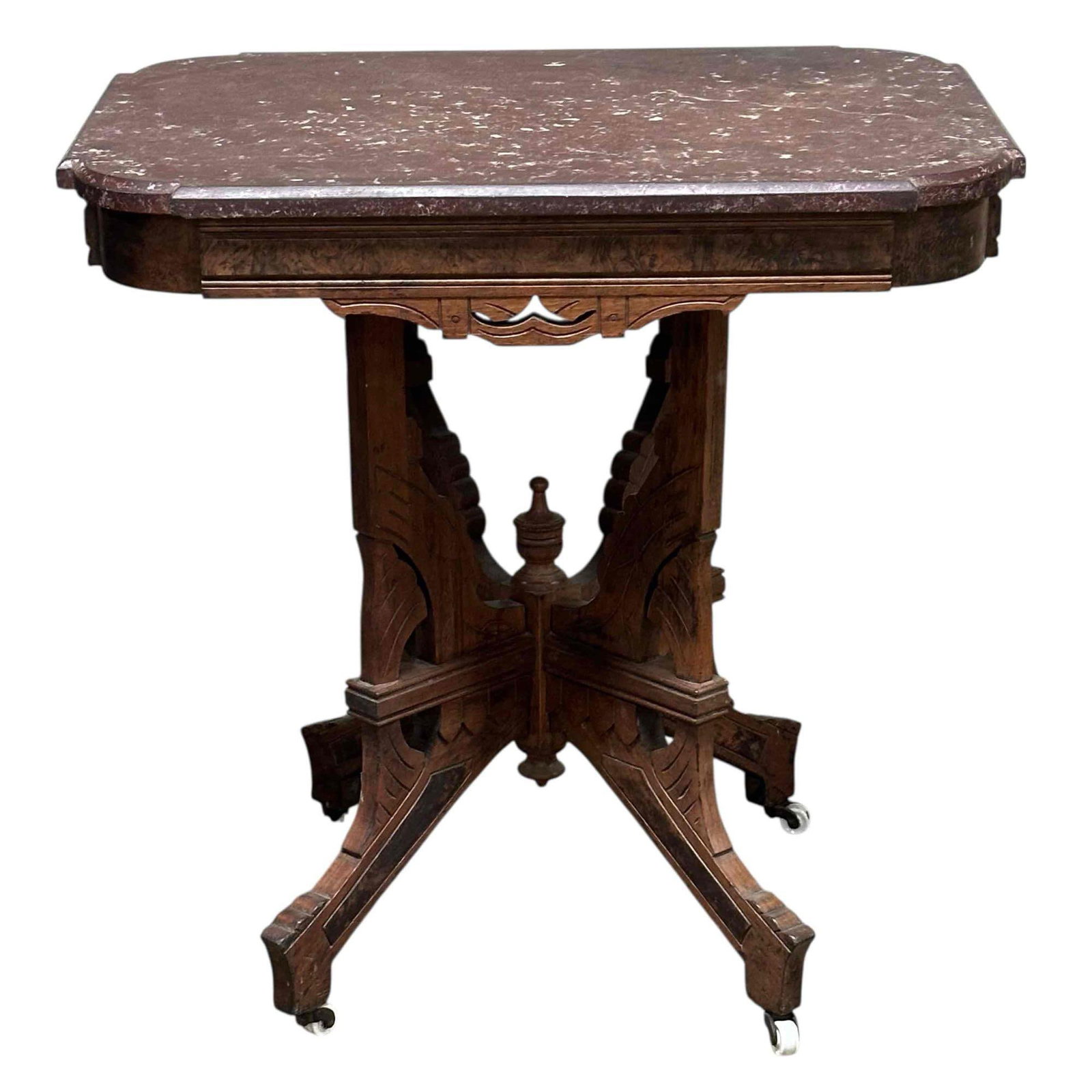 19th Century American Victorian Marble Top Lamp Table (1 of 15)