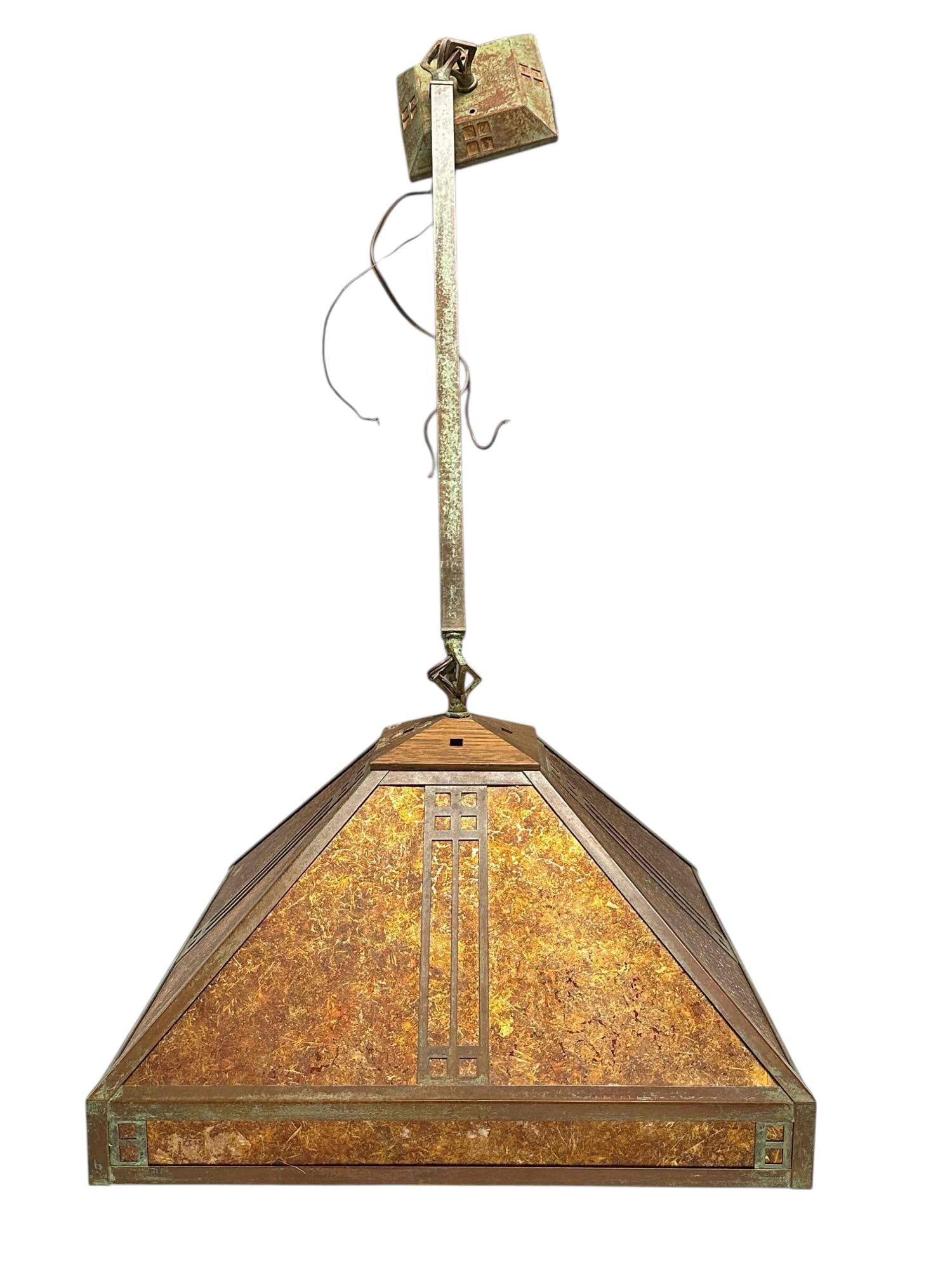Arts and Crafts Mica and Copper Hanging Lamp (1 of 9)