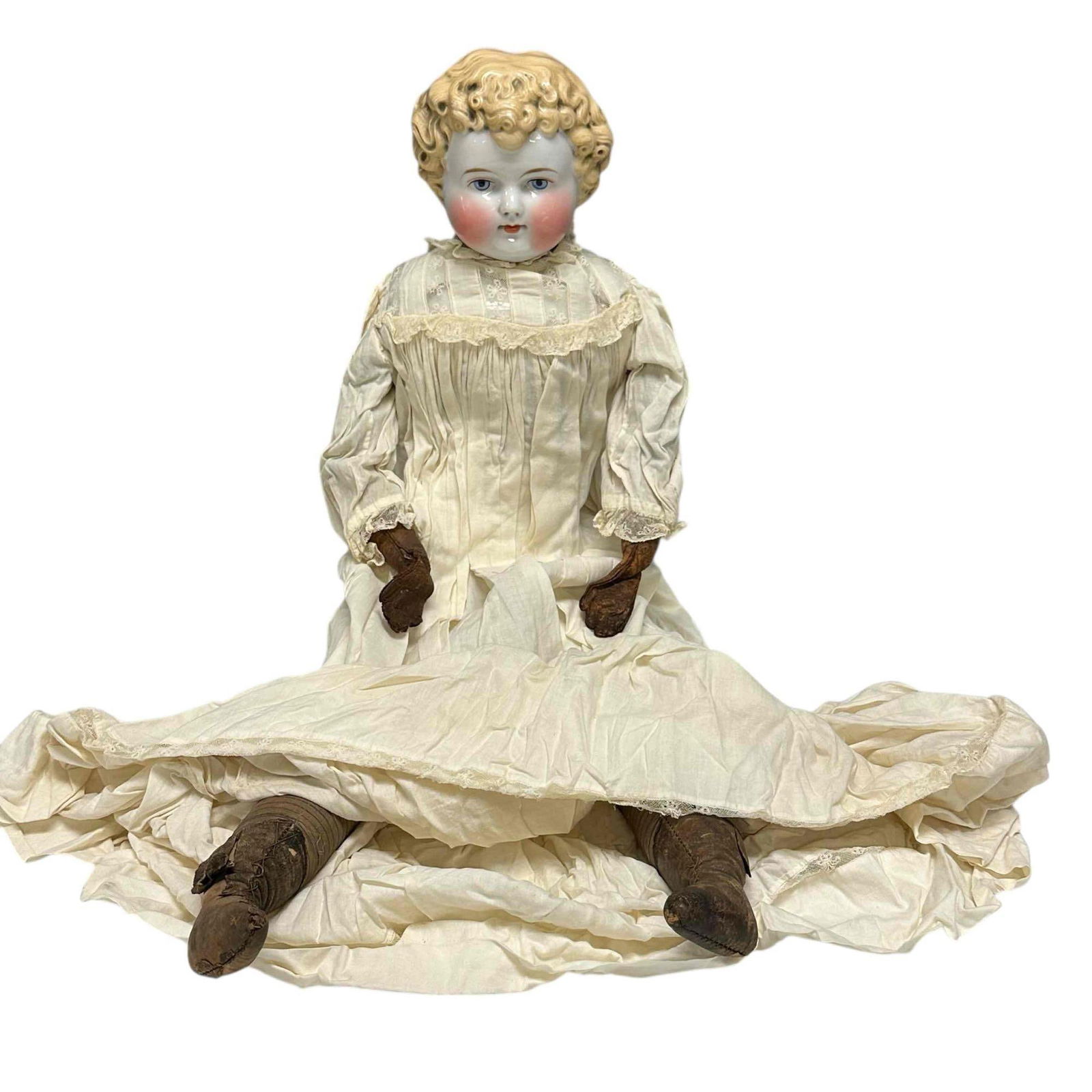 19th Century German Porcelain China Shoulder Head Doll 26" (1 of 12)