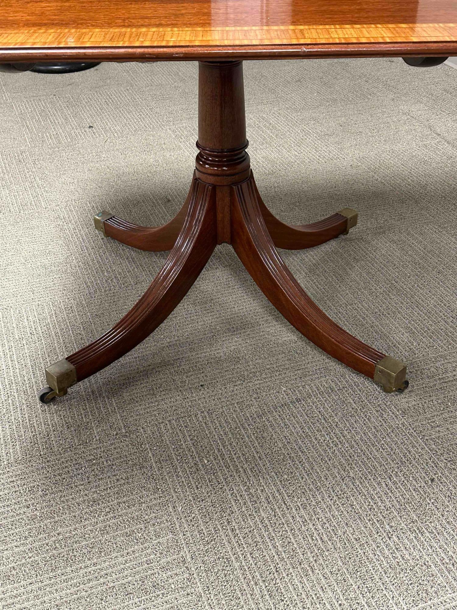Baker Satinwood Banded Mahogany Single Pedestal Table - 15