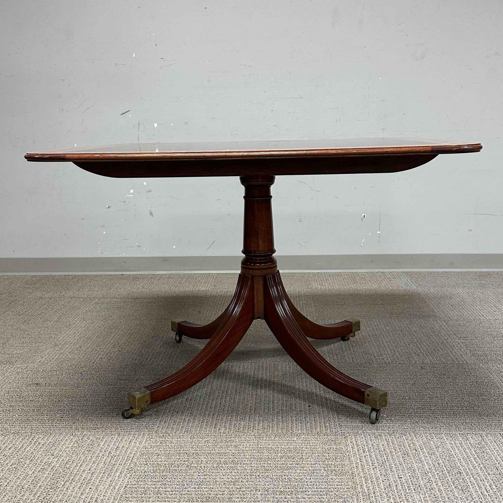 Baker Satinwood Banded Mahogany Single Pedestal Table - 17