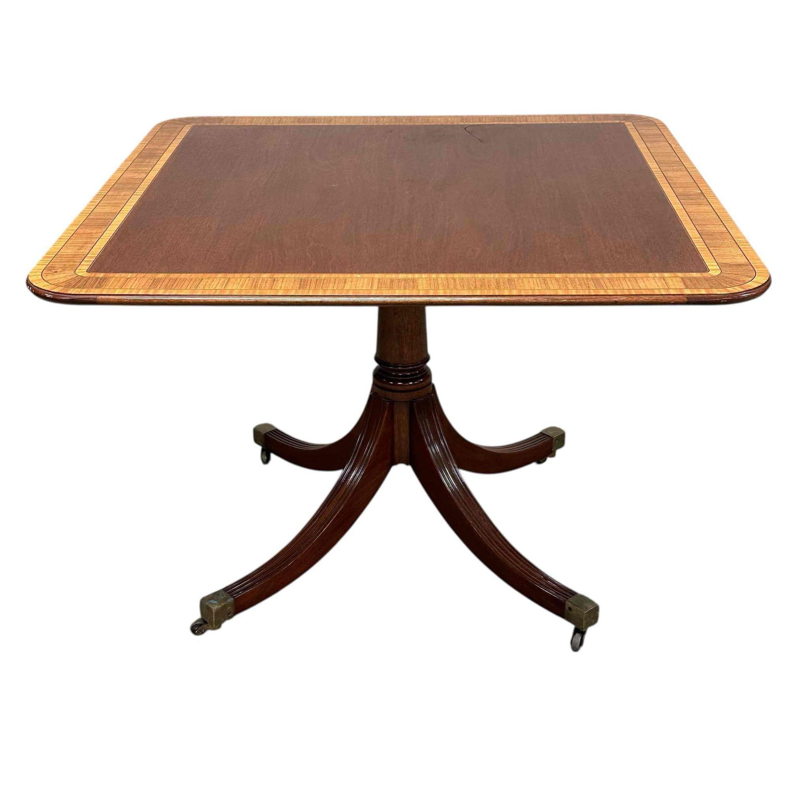 Baker Satinwood Banded Mahogany Single Pedestal Table (1 of 17)