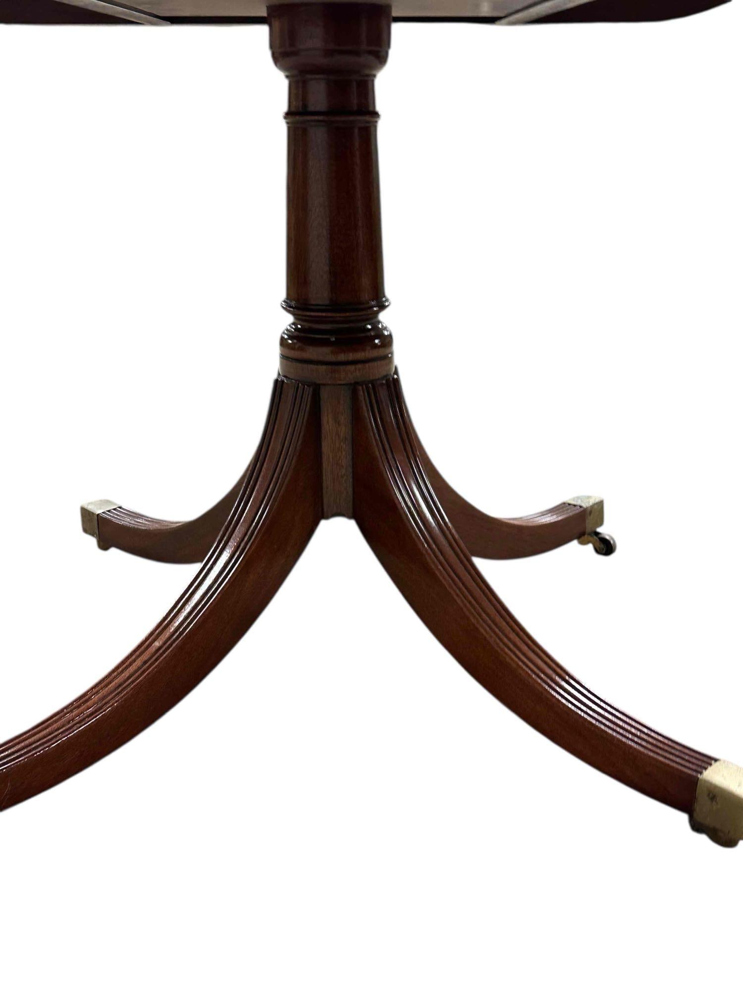 Baker Satinwood Banded Mahogany Single Pedestal Table - 3