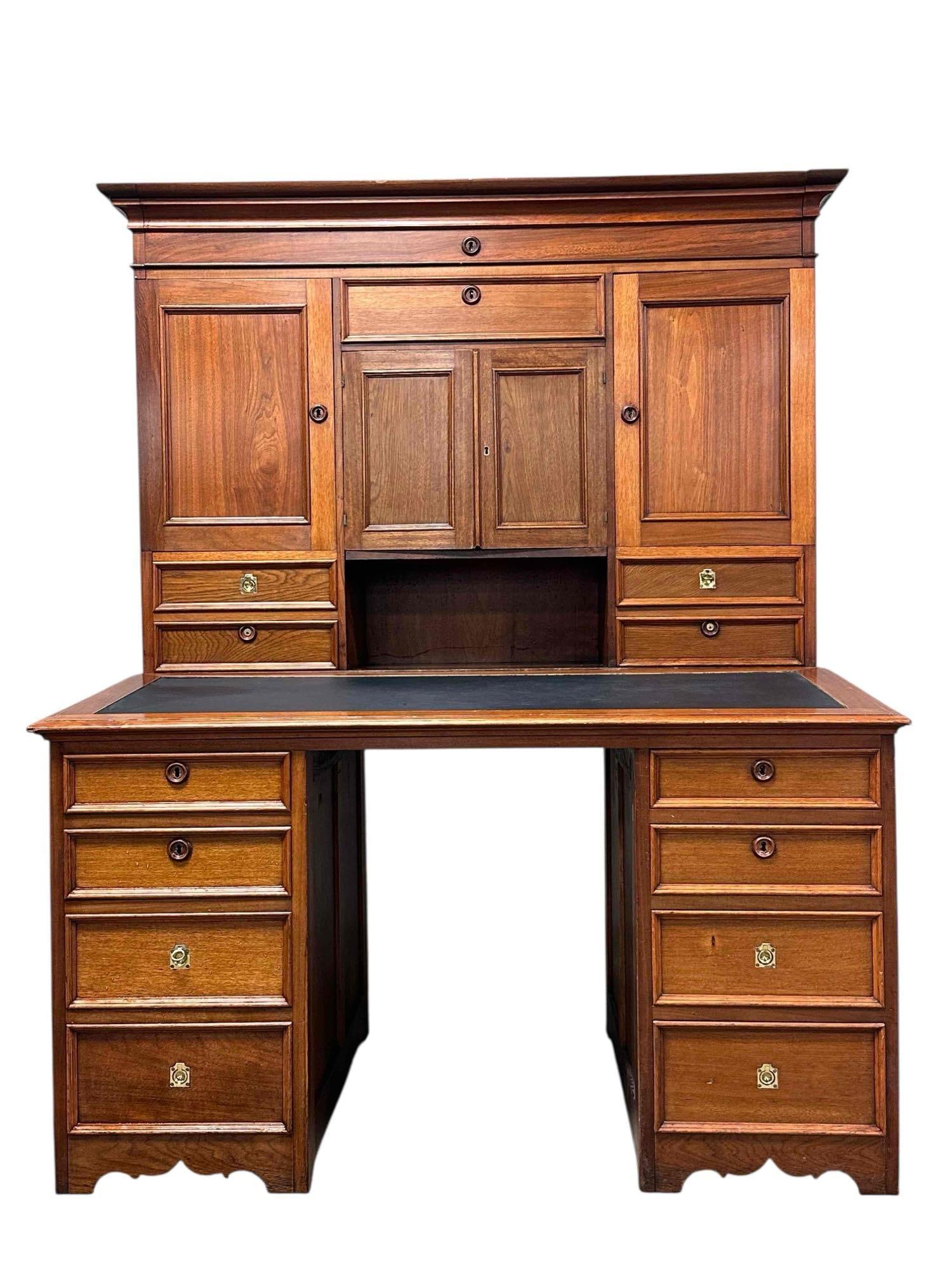 Unique 19th Century Cherry and Walnut Industrial / Hotel Desk (1 of 17)