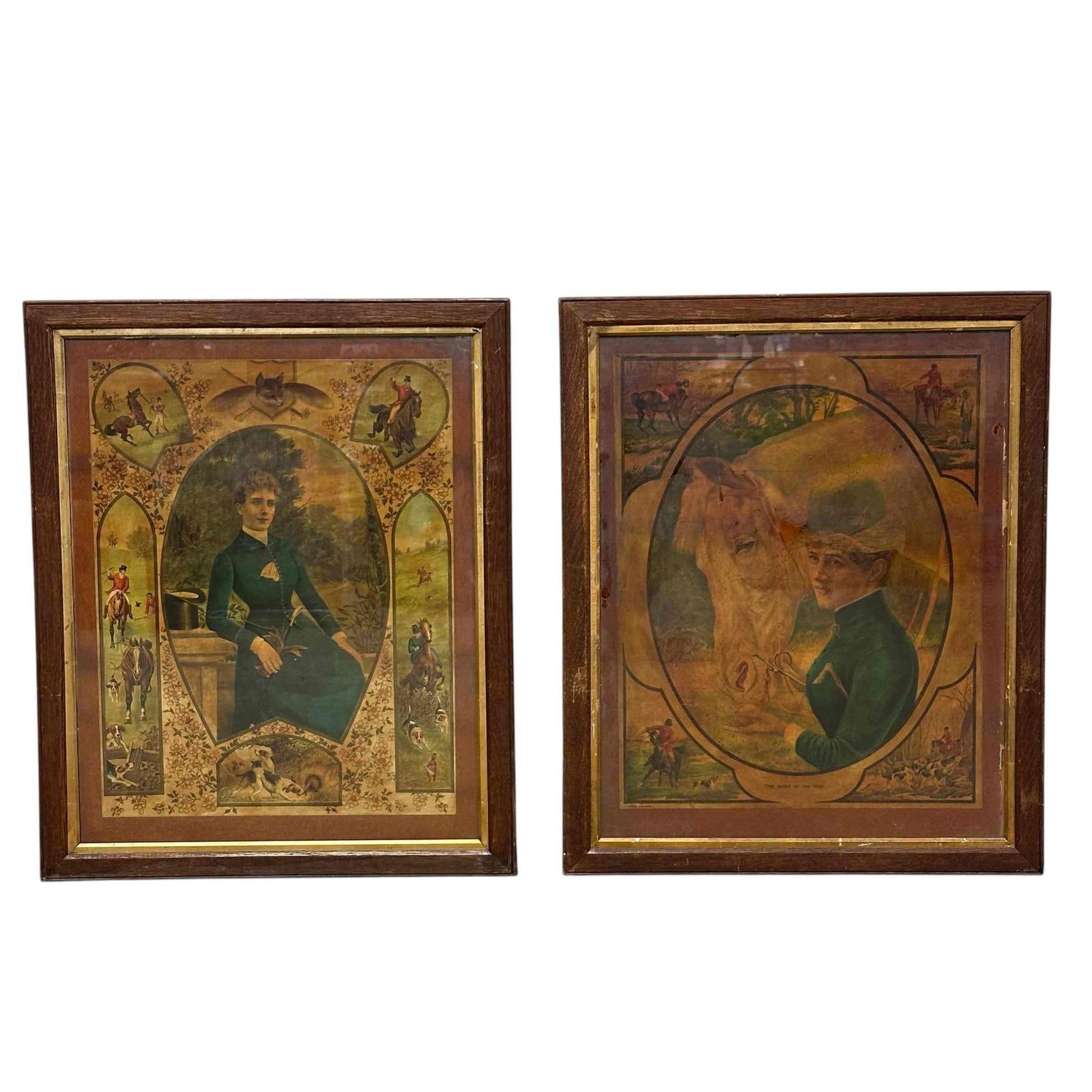 19th Century Fox Hunting Woman Scenes Framed Posters (2) (1 of 17)