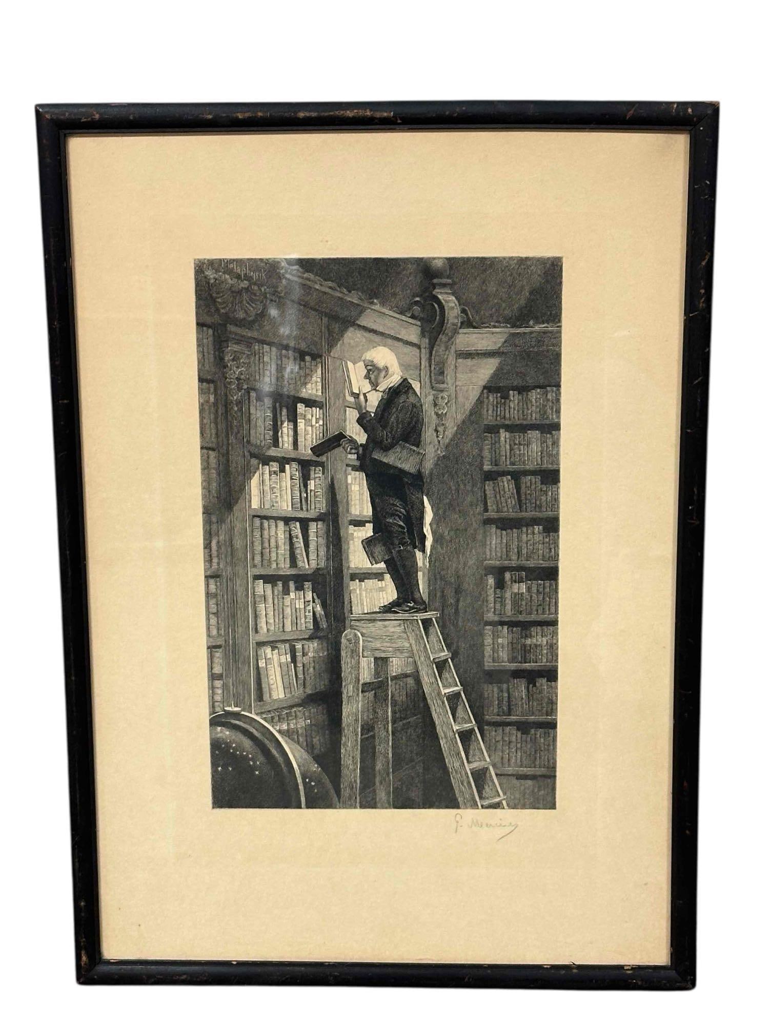 19th Century Etching of Carl Spitzweg "Bookworm" (1 of 12)
