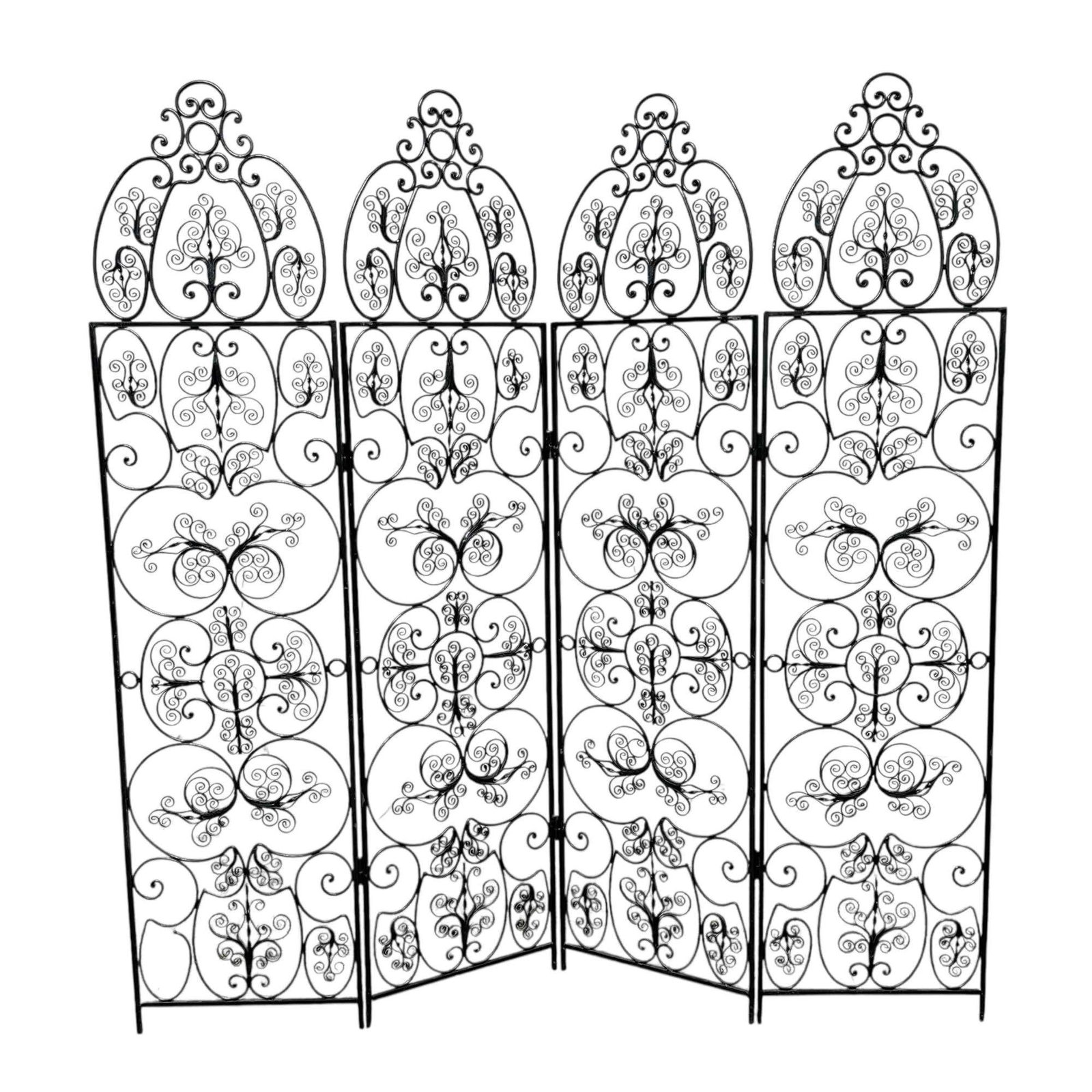 Spanish-Style Wrought Iron Four-Panel Screen (1 of 19)