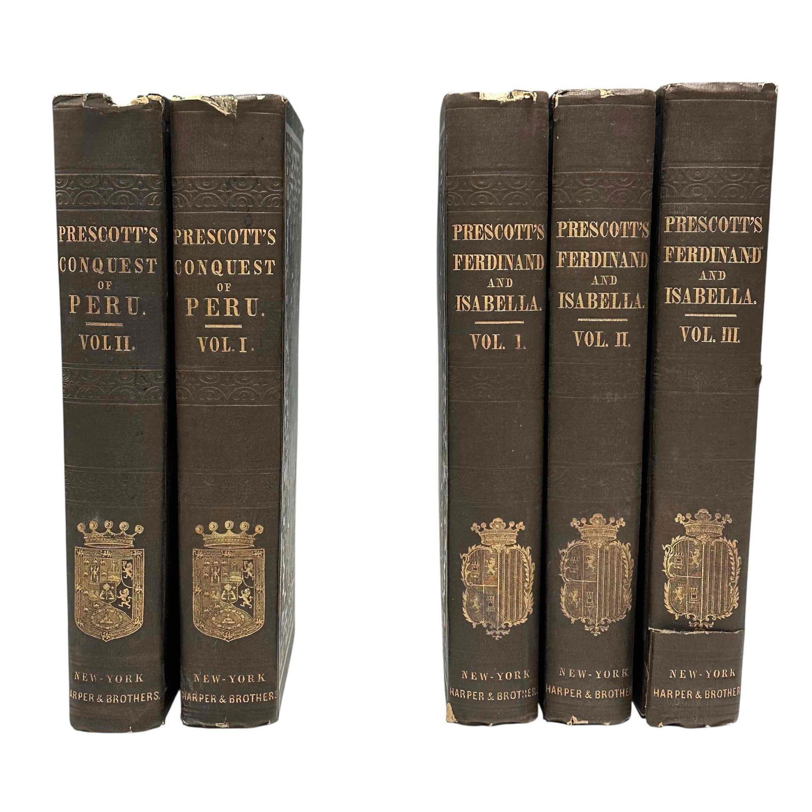 19th. Century William Prescott's Works Conquest of Peru Ferdinand and Isabella (1 of 20)