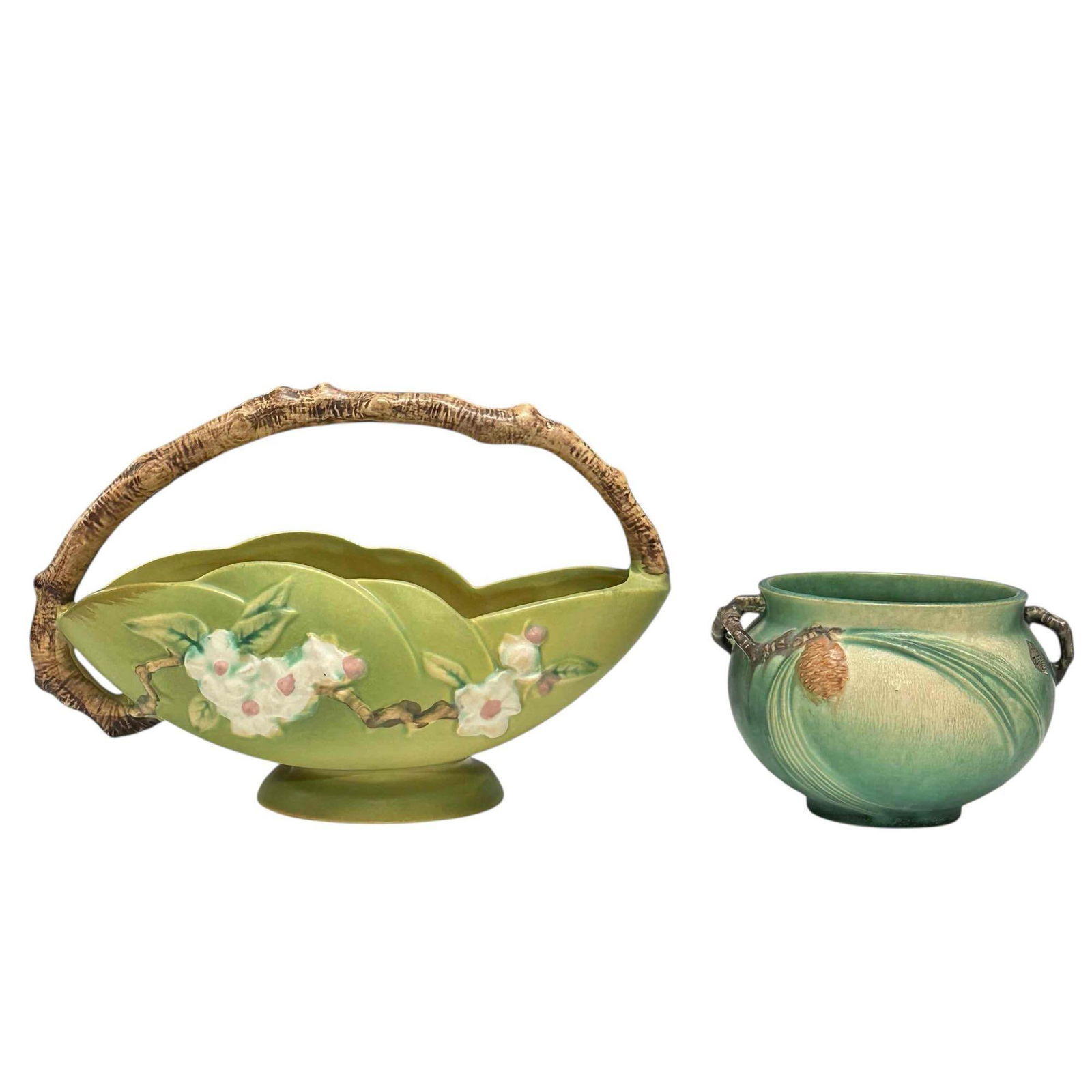 Roseville Pottery Apple Blossom and Pine Cone Green Art (1 of 18)