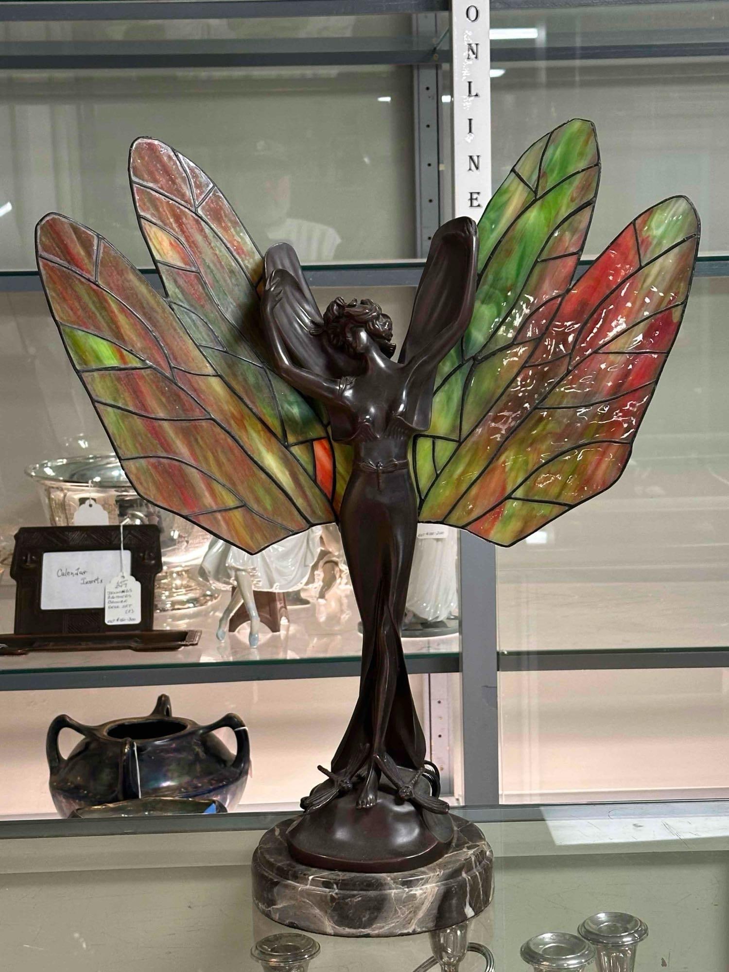 Stained Glass "Fairy" Dragonfly Table Lamp 21" - 11