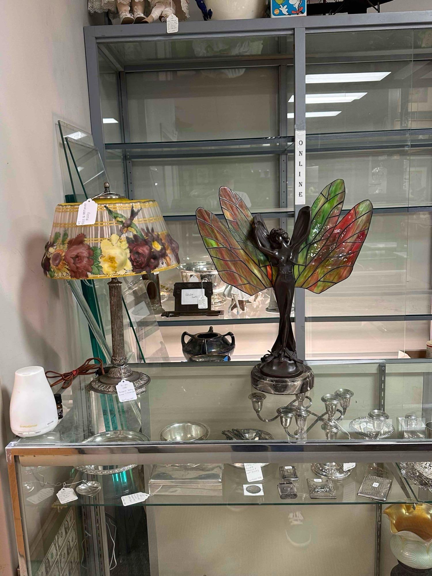 Stained Glass "Fairy" Dragonfly Table Lamp 21" - 12