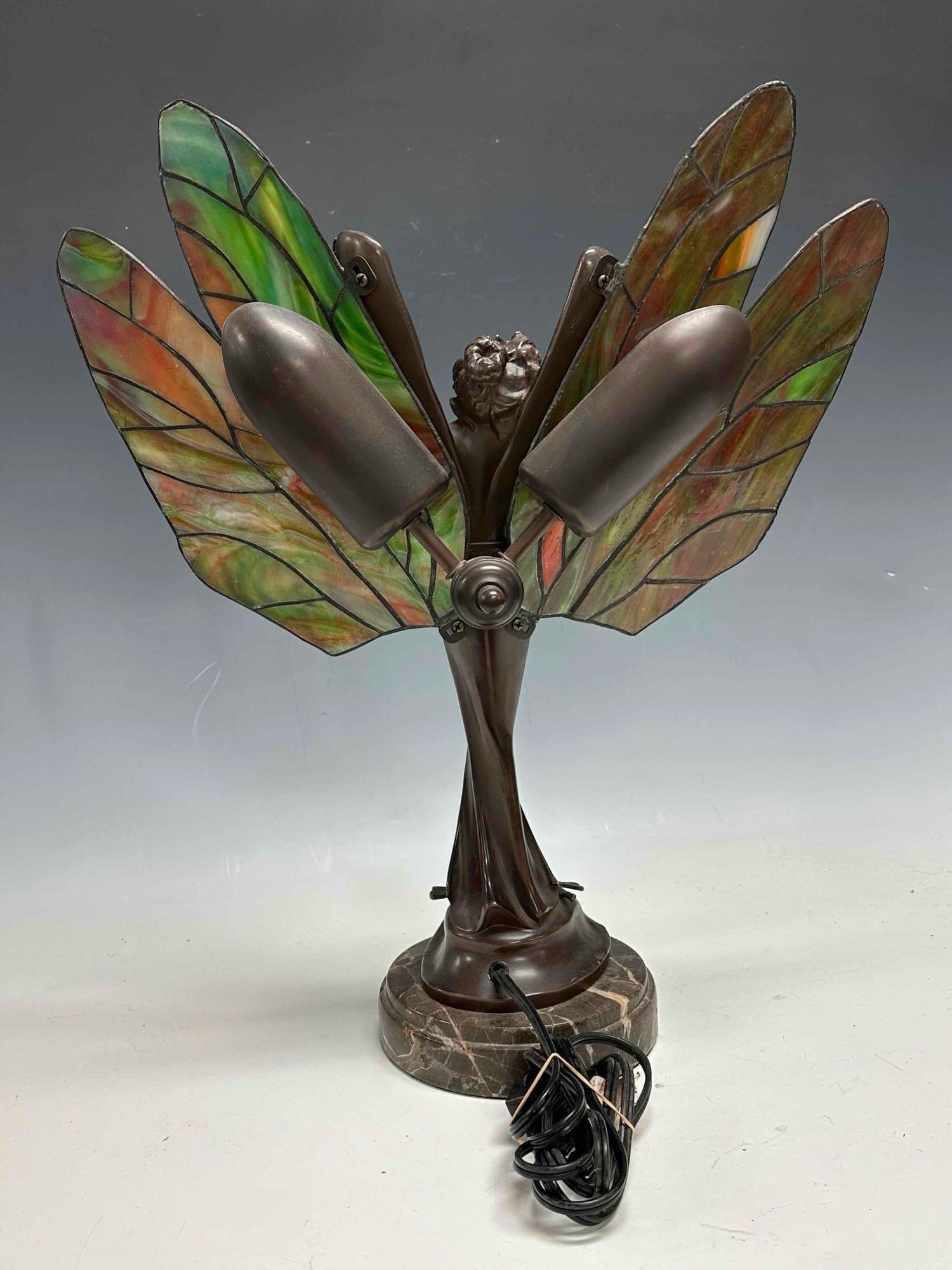 Stained Glass "Fairy" Dragonfly Table Lamp 21" - 16