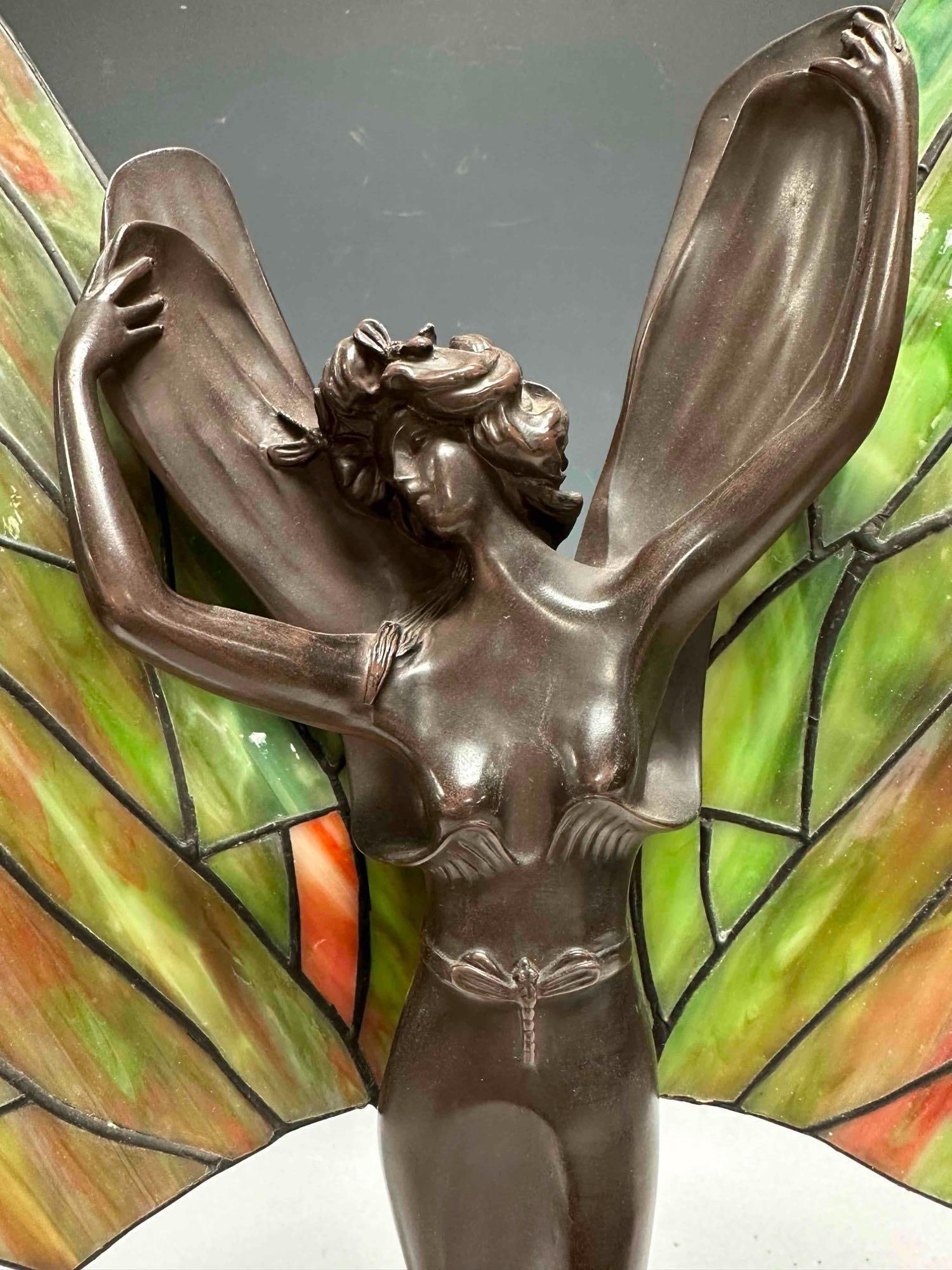 Stained Glass "Fairy" Dragonfly Table Lamp 21" - 19