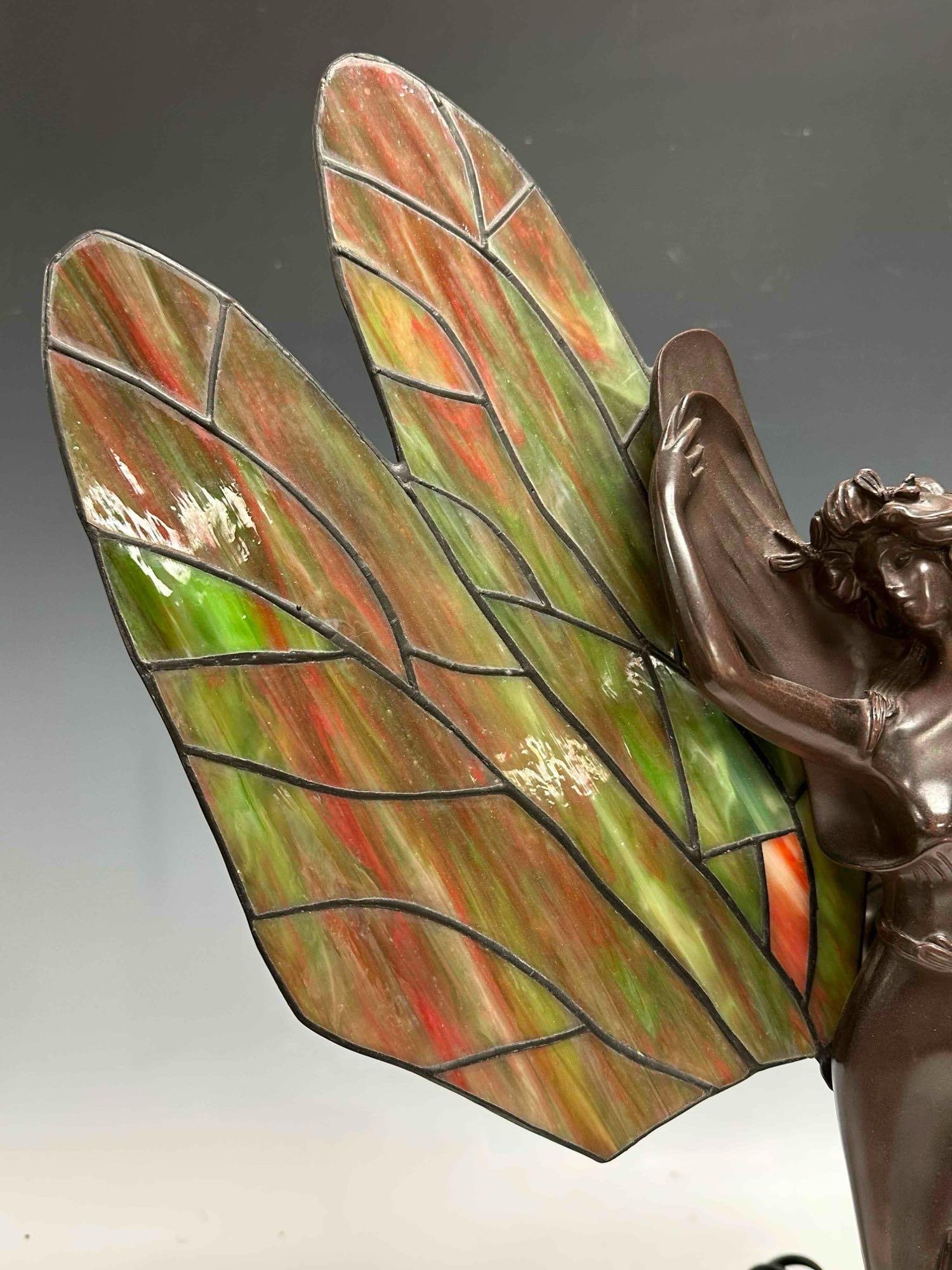 Stained Glass "Fairy" Dragonfly Table Lamp 21" - 5
