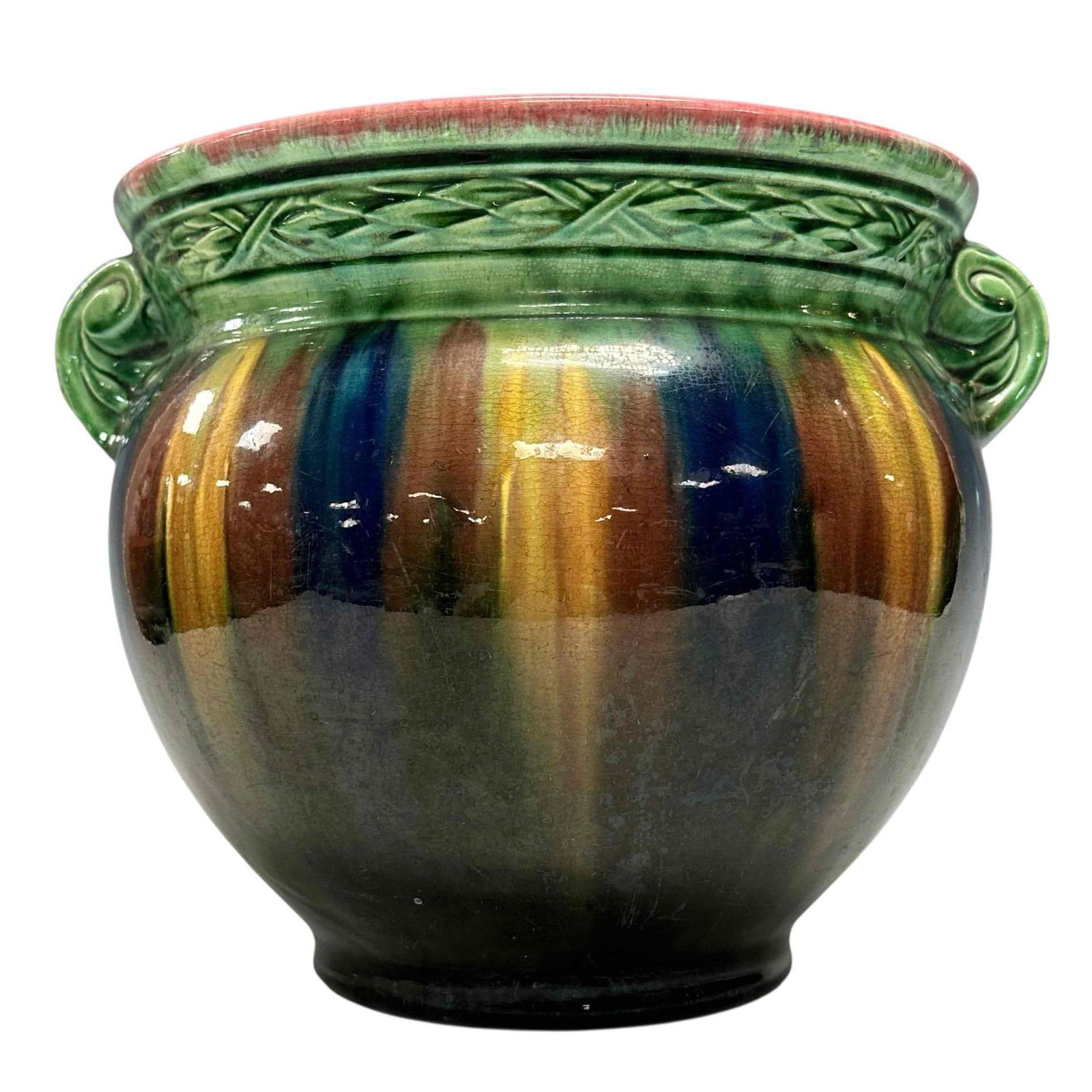 Majolica Art Pottery Blended Glazed Jardiniere - 2