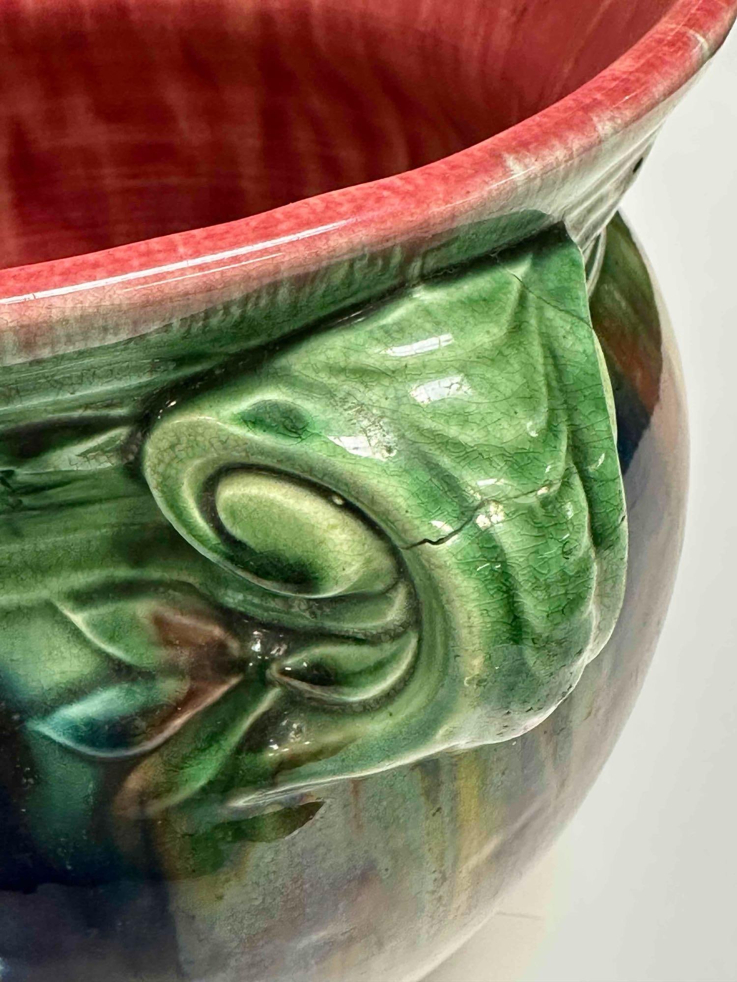 Majolica Art Pottery Blended Glazed Jardiniere - 7