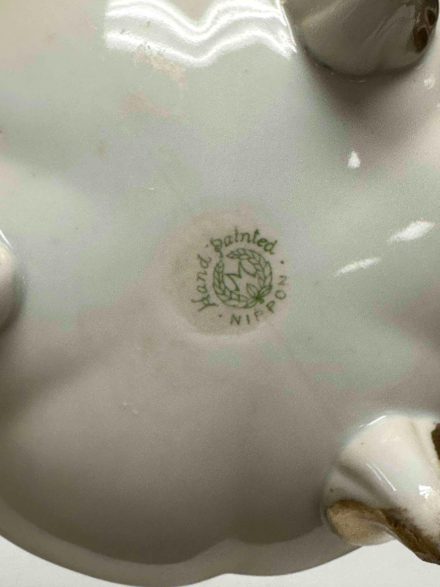 Nippon Hand Painted Porcelain Native American Canoe Biscuit Jar - 13