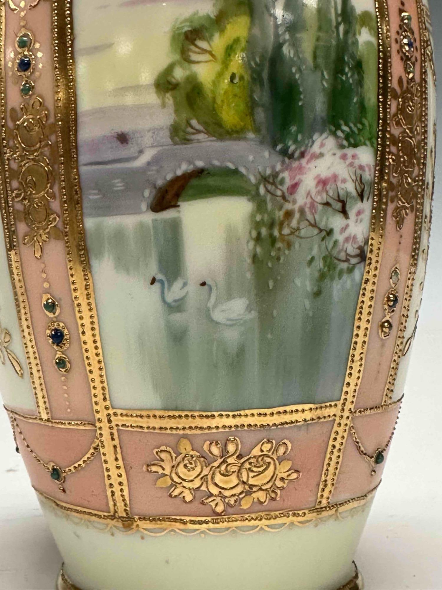 Nippon Landscape Porcelain Vases (2) - 13