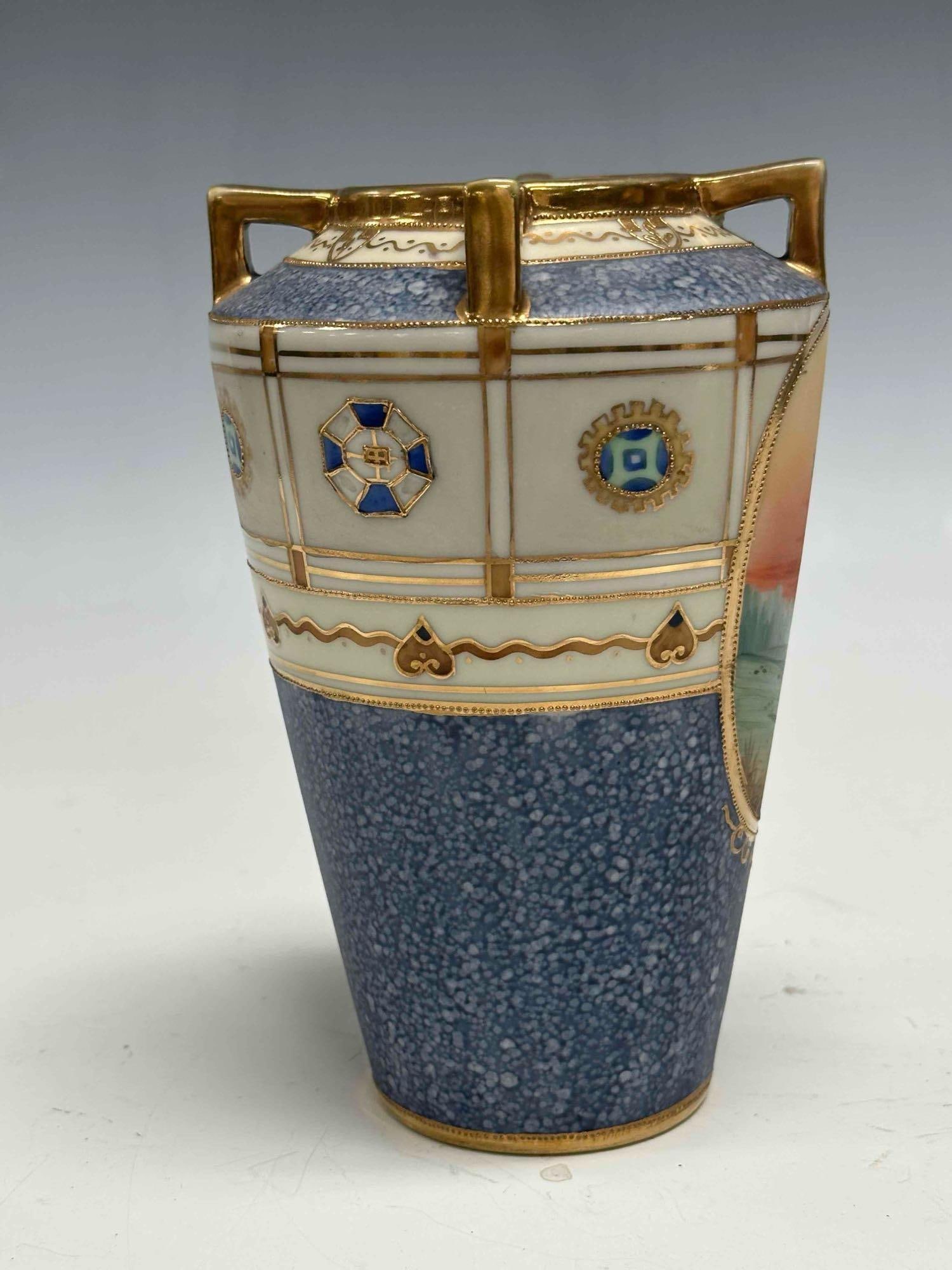 Nippon Landscape Porcelain Vases (2) - 4