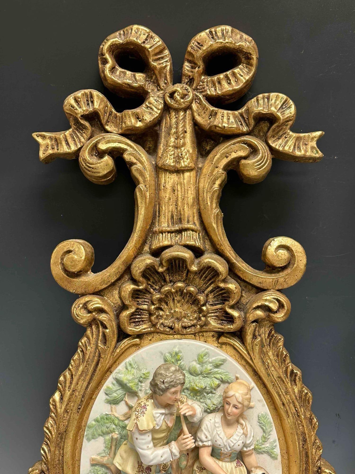 French Provincial High Relief Bisque Figural Scenes Plaques (2) 28" - 3
