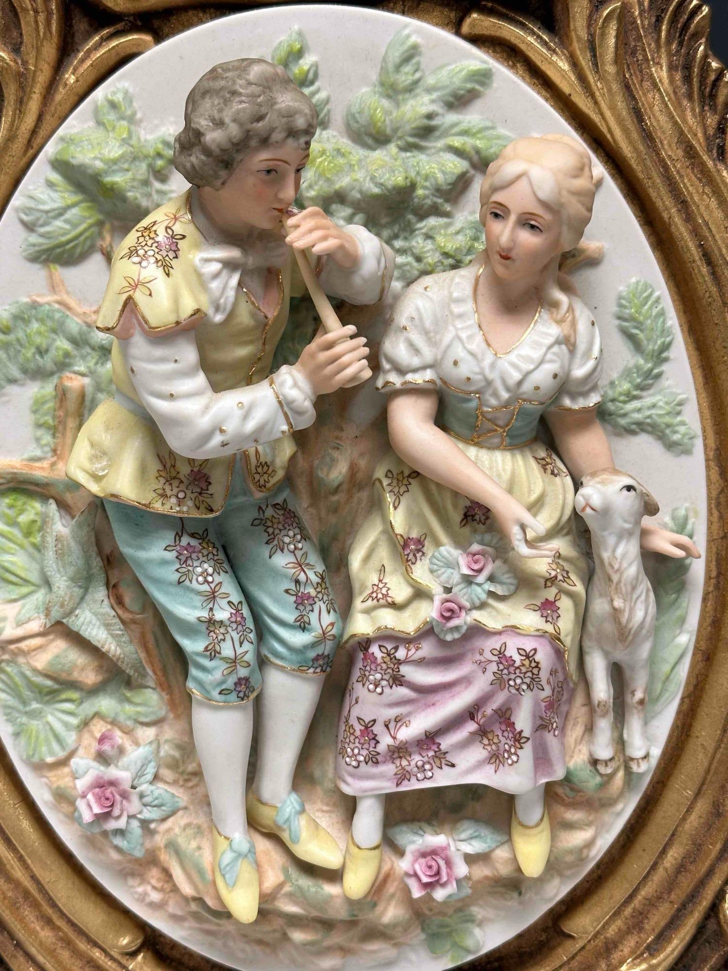 French Provincial High Relief Bisque Figural Scenes Plaques (2) 28" - 4