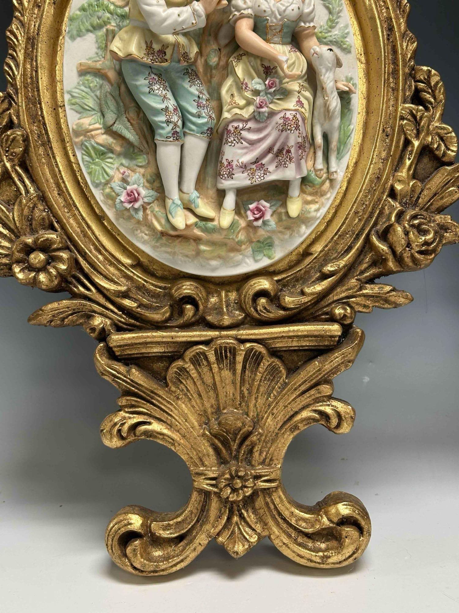 French Provincial High Relief Bisque Figural Scenes Plaques (2) 28" - 6