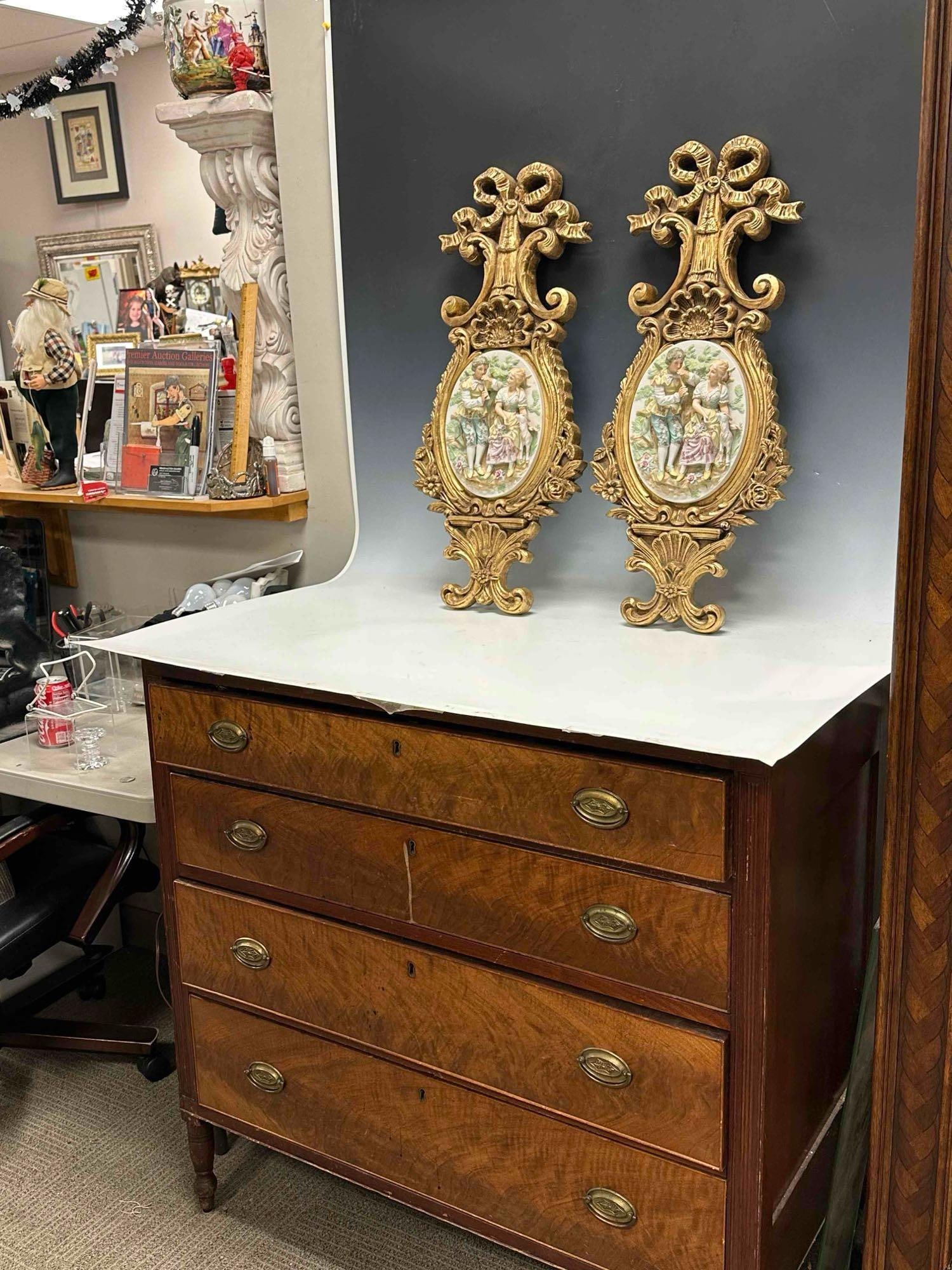 French Provincial High Relief Bisque Figural Scenes Plaques (2) 28" - 7