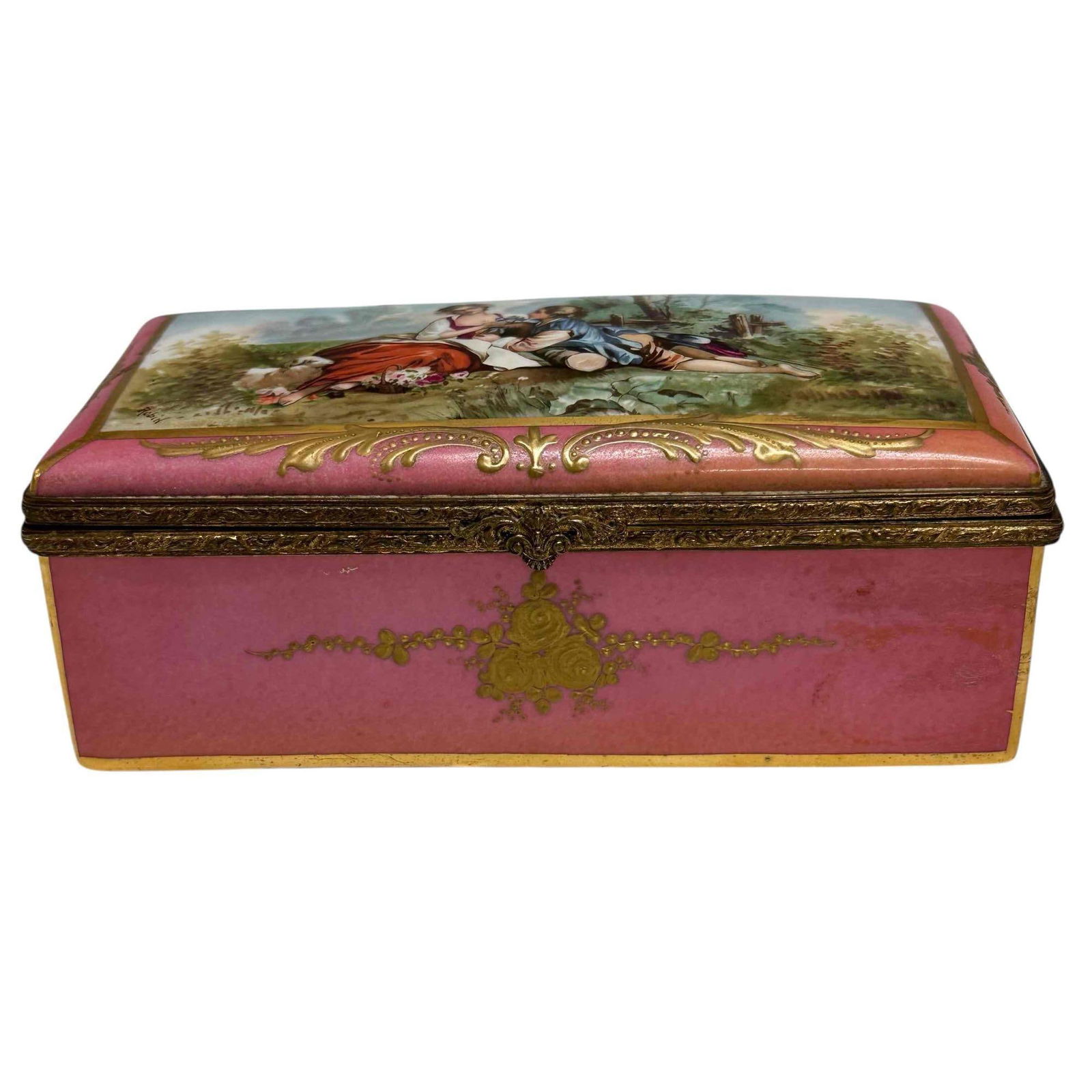 Sevres Porcelain Dresser Jewelry Casket Box Signed (1 of 19)