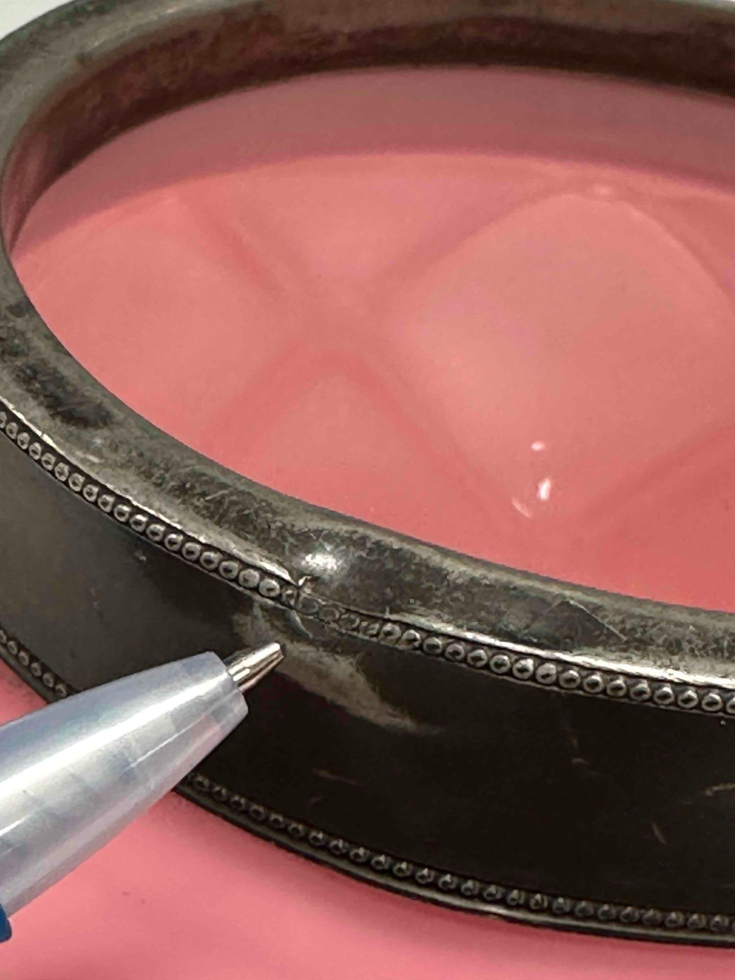 Victorian Pink Satin Quilted Glass Biscuit Jar - 15