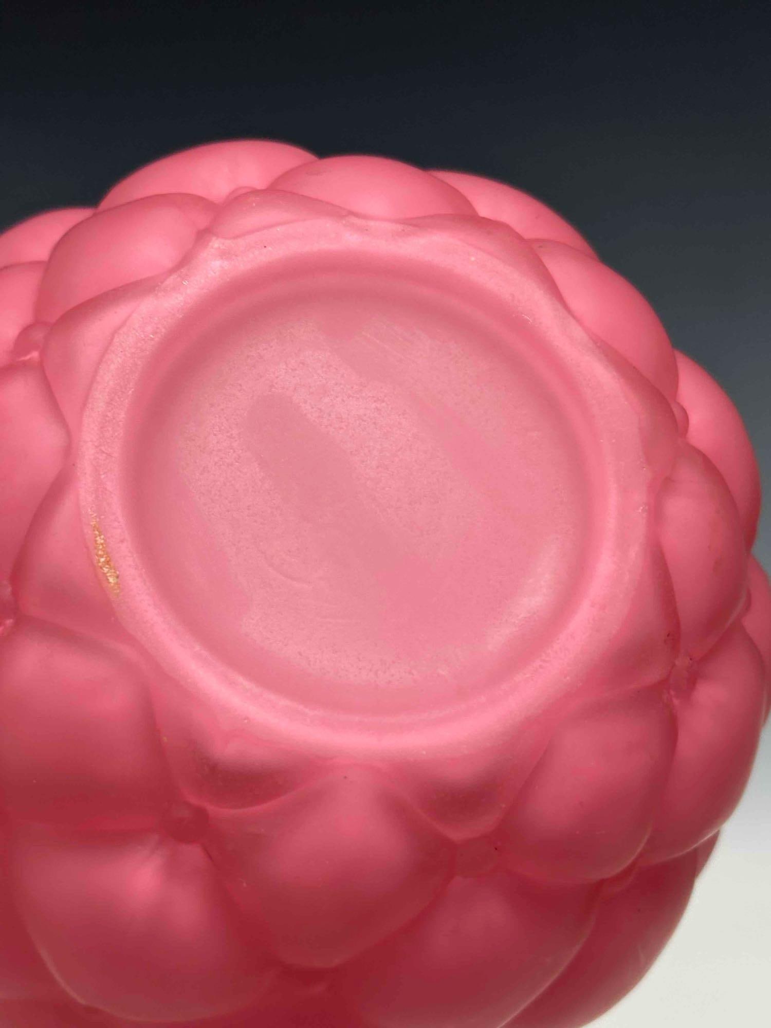 Victorian Pink Satin Quilted Glass Biscuit Jar - 9