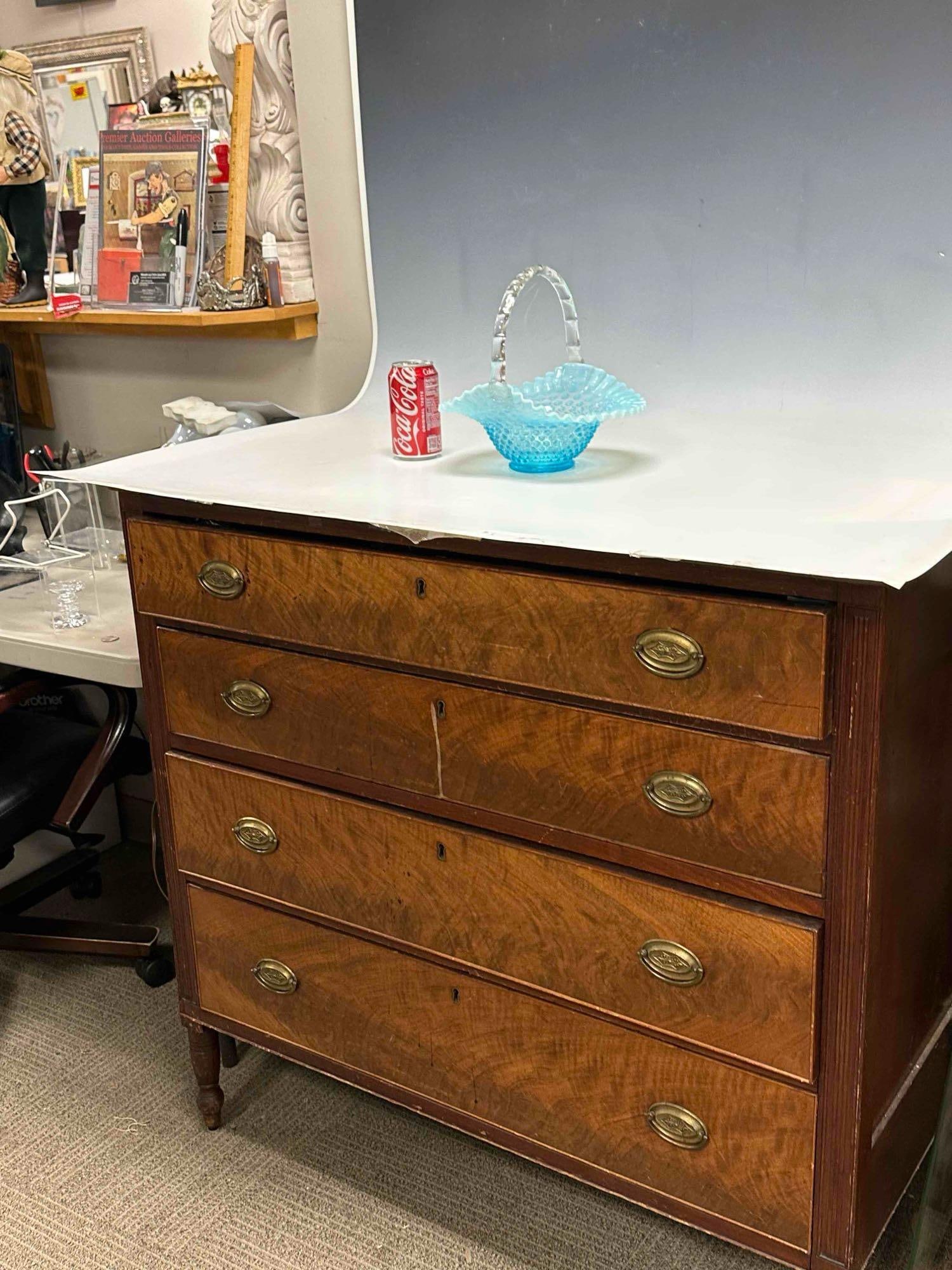 Fenton Blue Hobnail Opalescent Brides Basket - 15